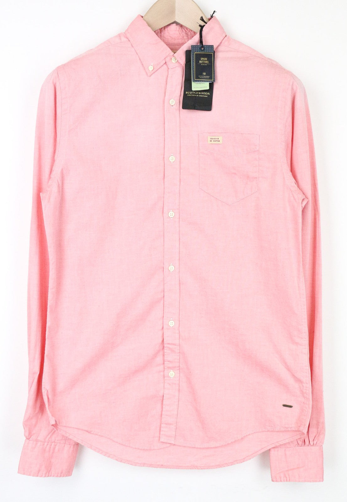 SCOTCH & SODA Ams Couture Men's Shirt S Pink Pure Cotton Long Sleeve Button-Up