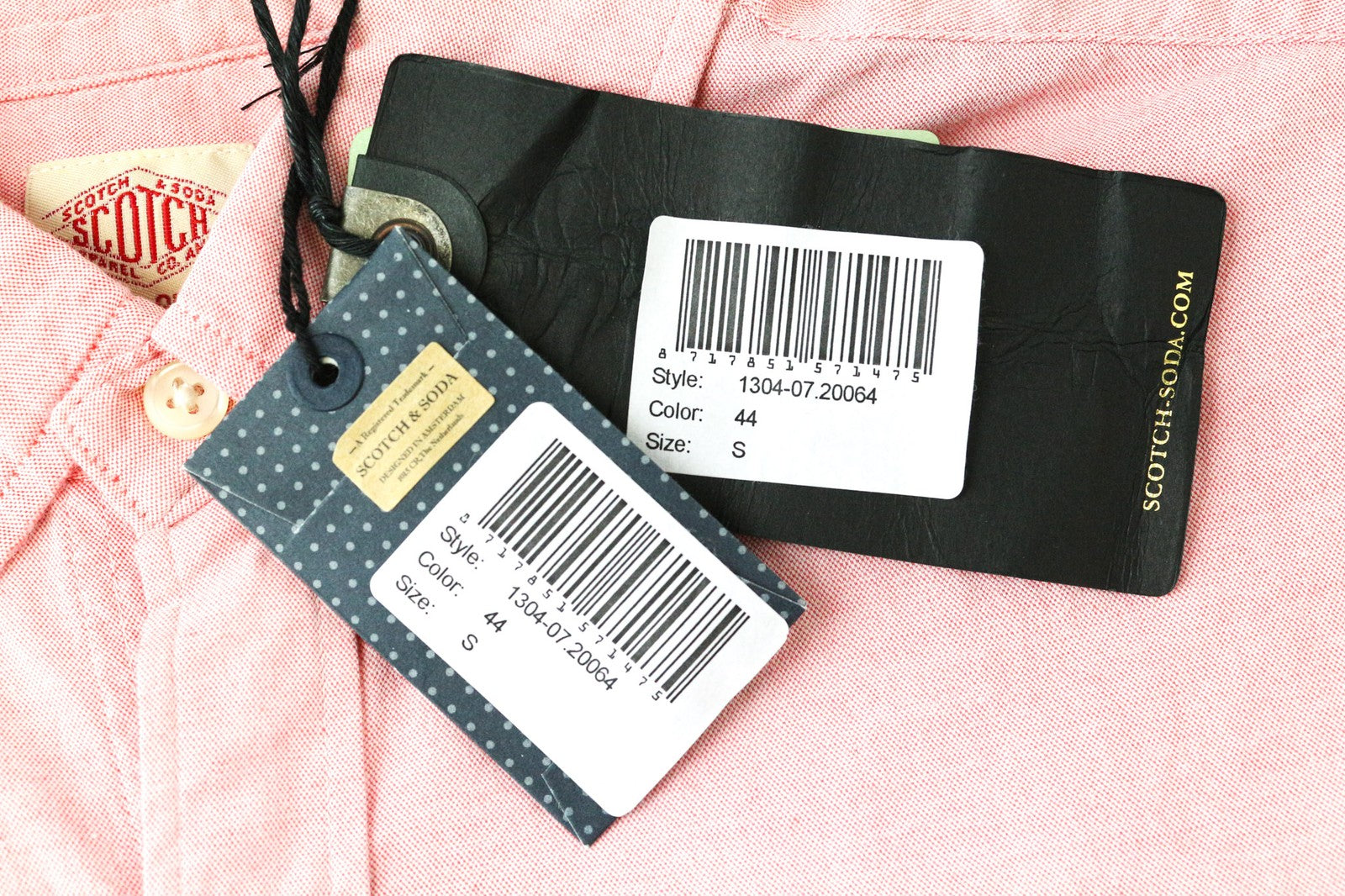 SCOTCH & SODA Ams Couture Men's Shirt S Pink Pure Cotton Long Sleeve Button-Up