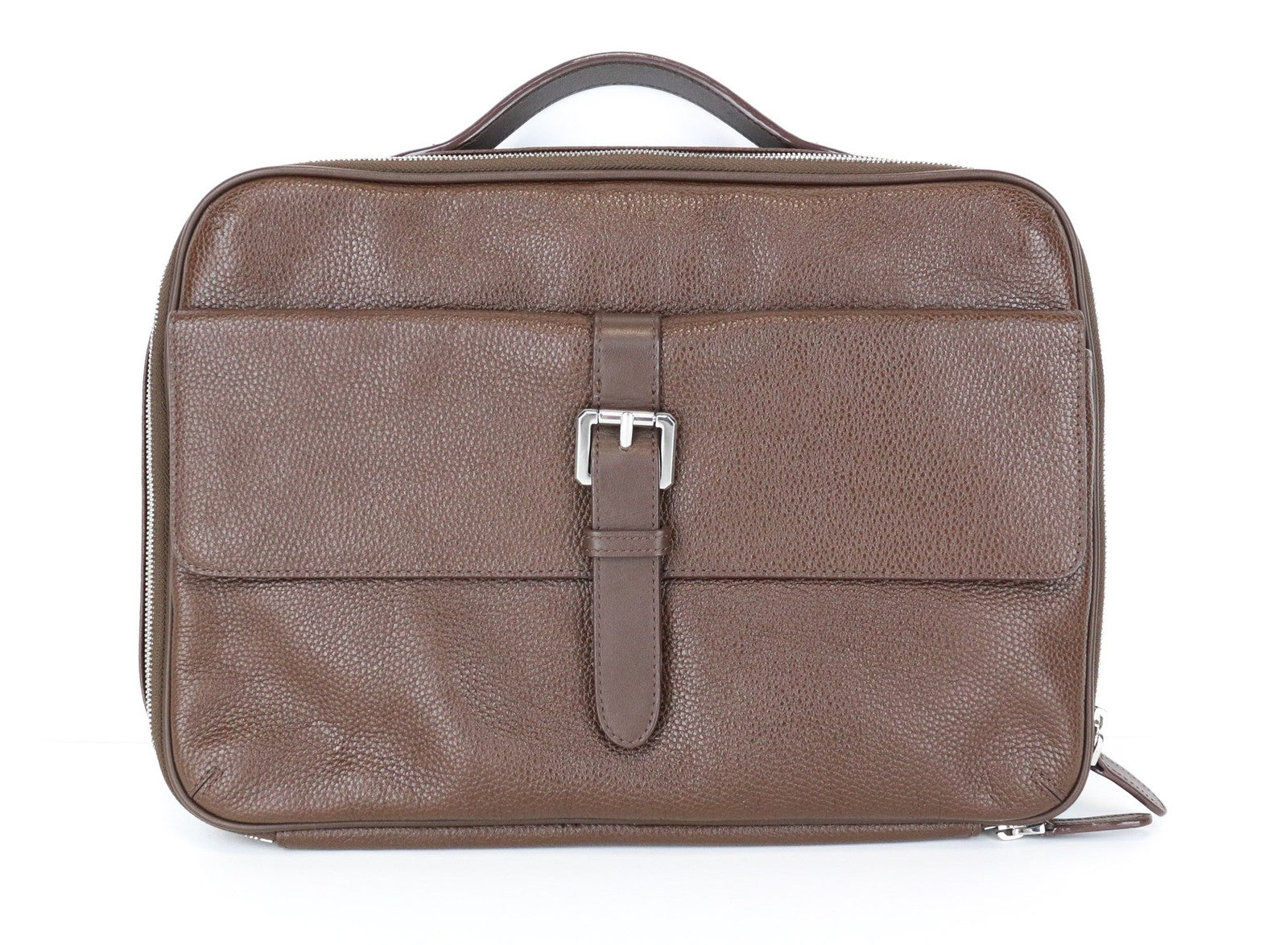 SUITSUPPLY Men's Leather Bag OS Brown Genuine Laptop Office Case with Pockets