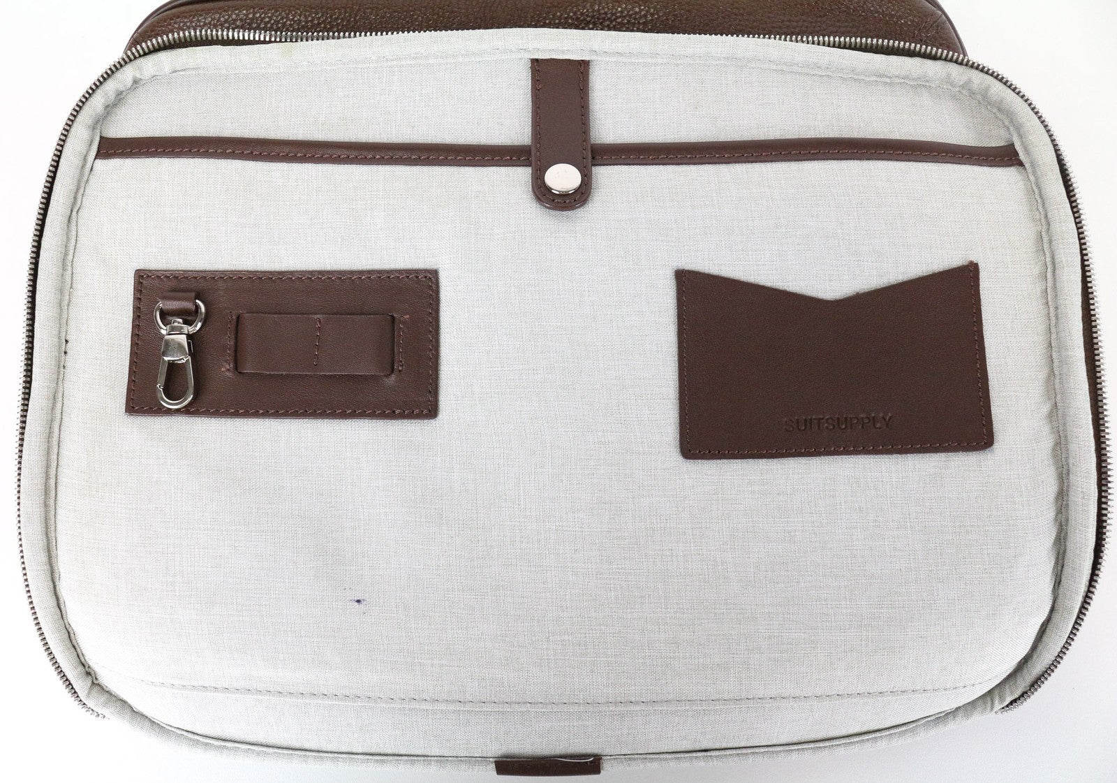 SUITSUPPLY Men's Leather Bag OS Brown Genuine Laptop Office Case with Pockets