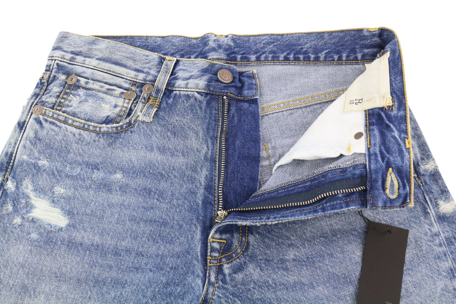 R13 Boyfriend Women Jeans 25 Bain W Rips Distress Faded Ankle PS25 RRP€595