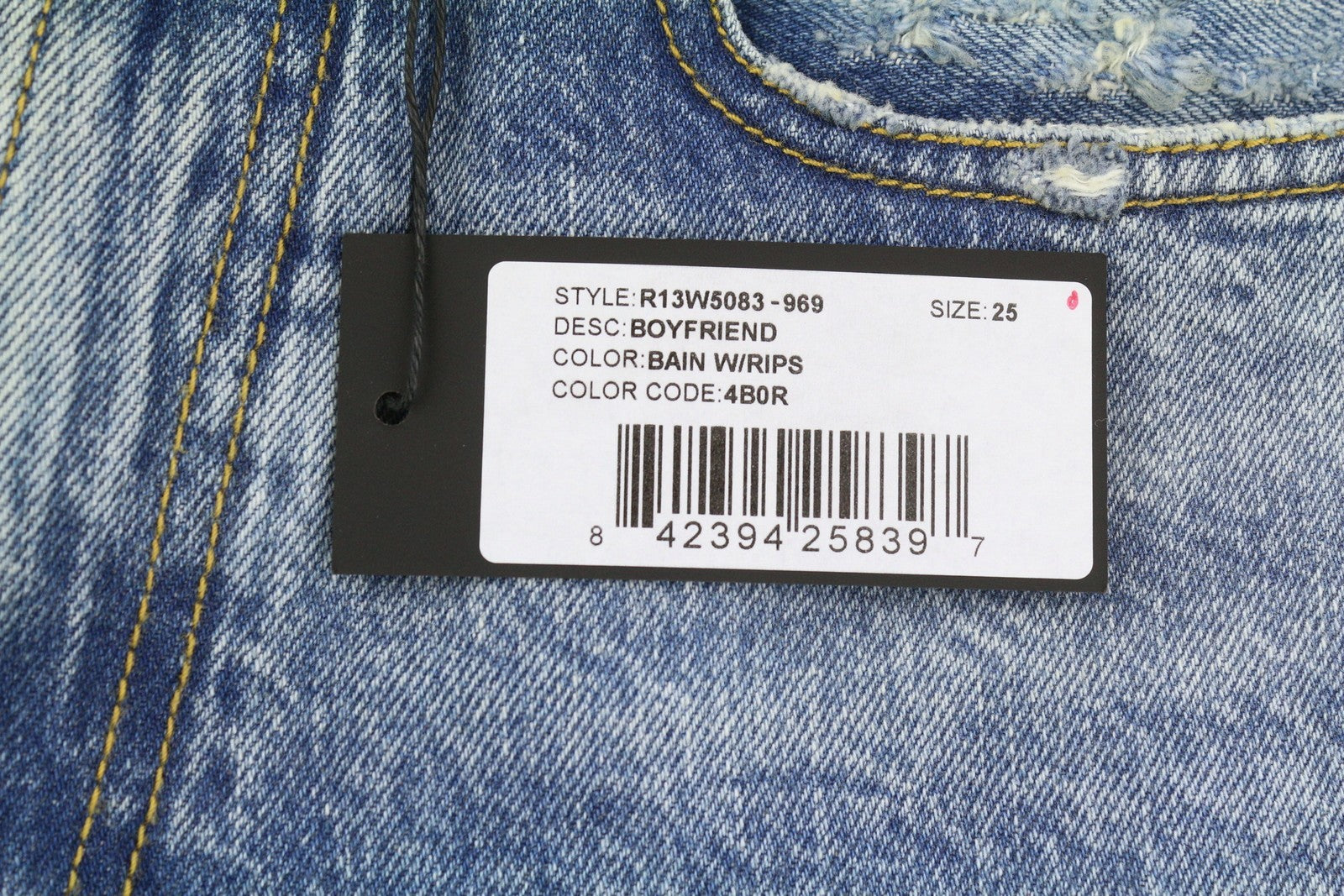 R13 Boyfriend Women Jeans 25 Bain W Rips Distress Faded Ankle PS25 RRP€595