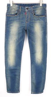 TAKESHY KUROSAWA Men's Jeans W32 Blue Washed Denim Slim Fit Cotton Stretch