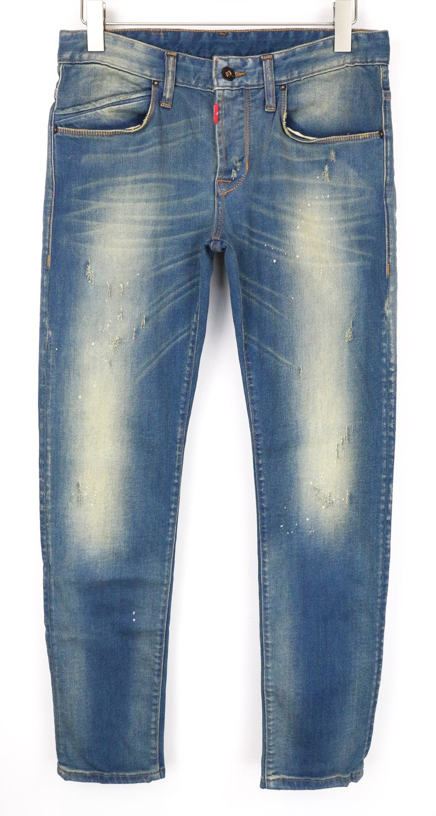 TAKESHY KUROSAWA Men's Jeans W32 Blue Washed Denim Slim Fit Cotton Stretch