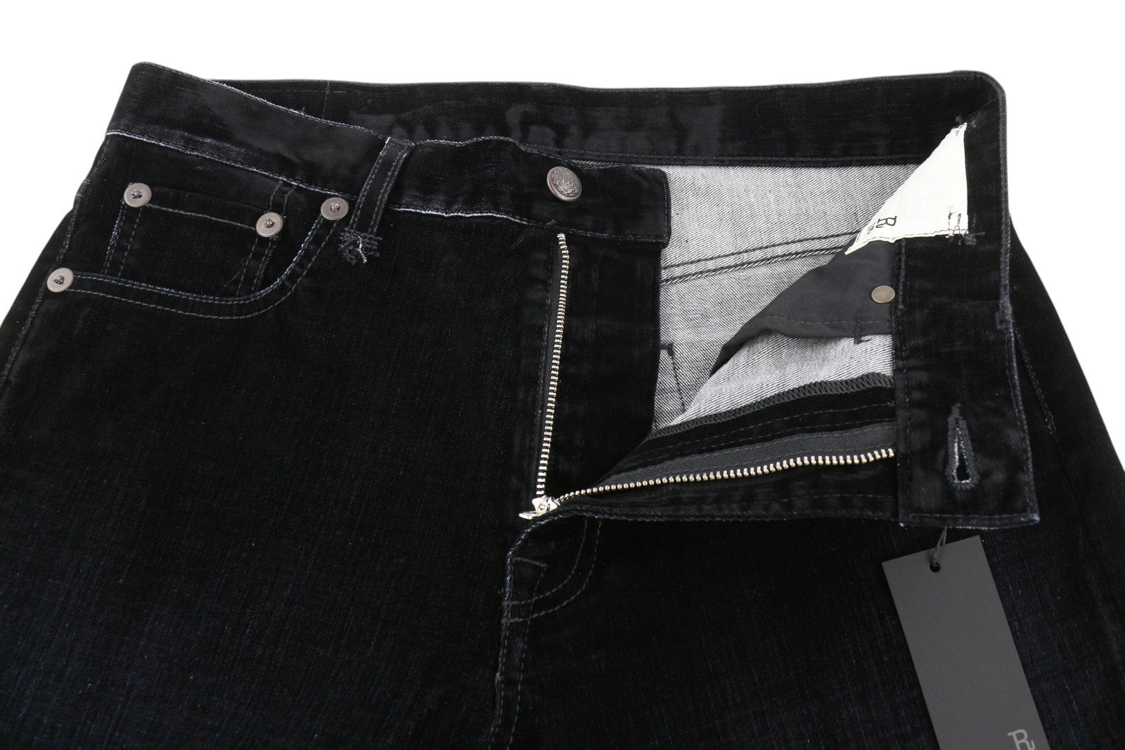 R13 Romeo Women Jeans 28 Flocked Black Velvet Cropped Ankle Length Low Rise Dark