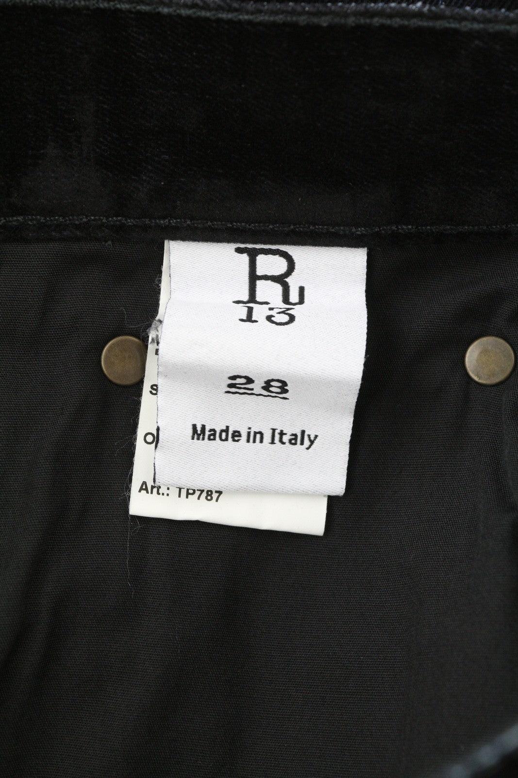 R13 Romeo Women Jeans 28 Flocked Black Velvet Cropped Ankle Length Low Rise Dark