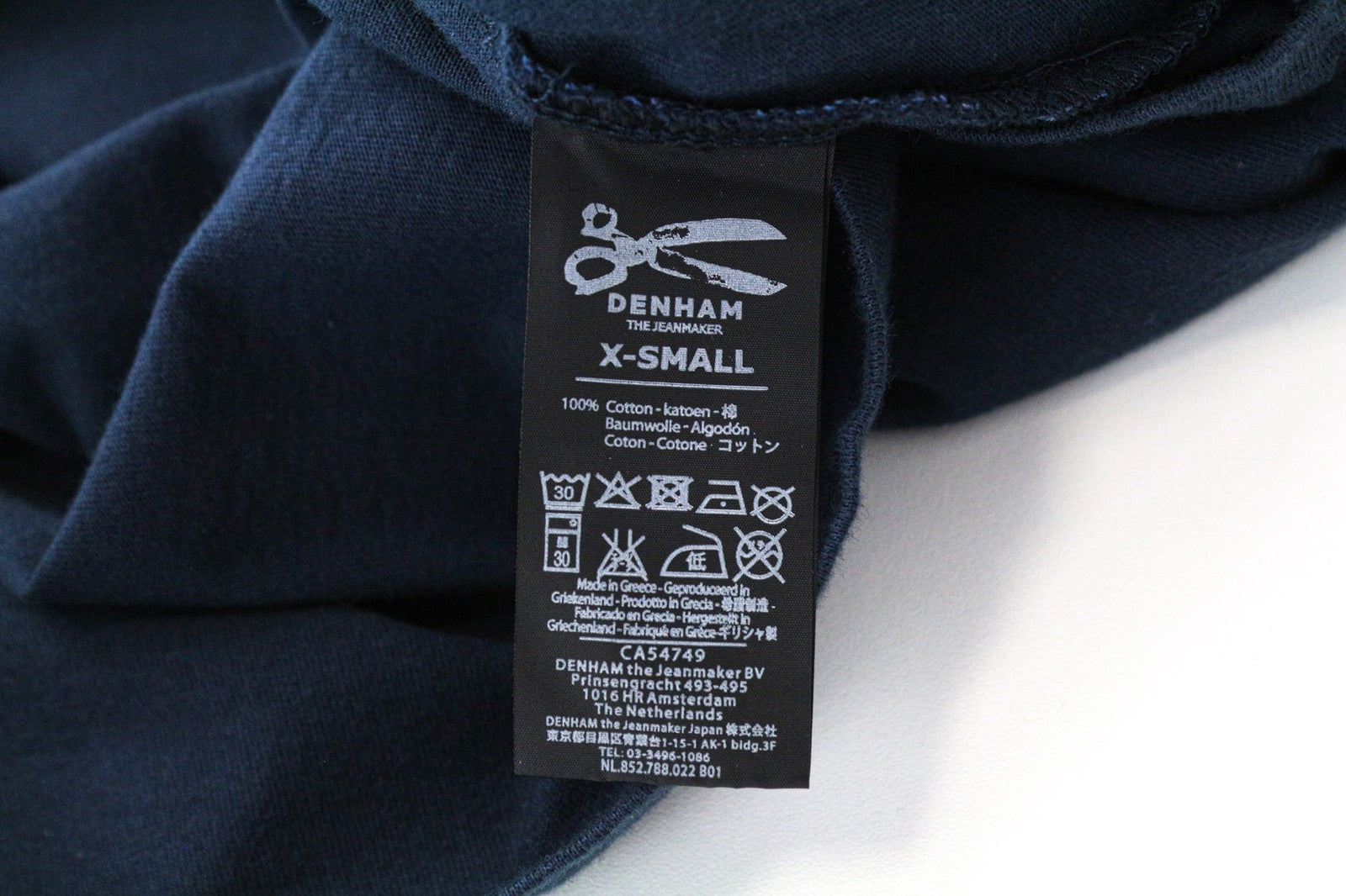 DENHAM Type-D Women's T-Shirt XS Blue Short Sleeve Pure Cotton Pullover