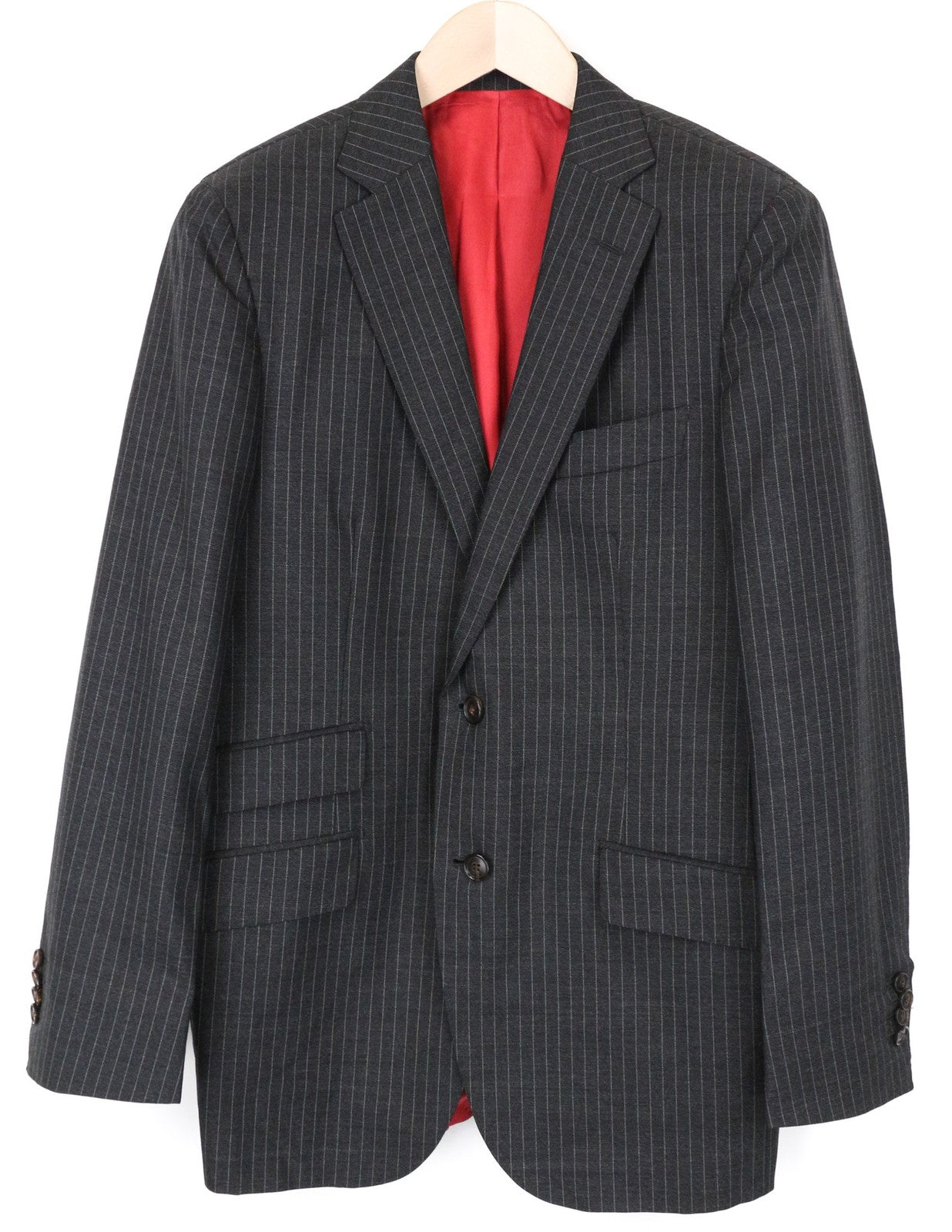 „SUITSUPPLY Sienna“ vyriškas švarkas, pilkas, dryžuotas, vieneilis, UK38R 