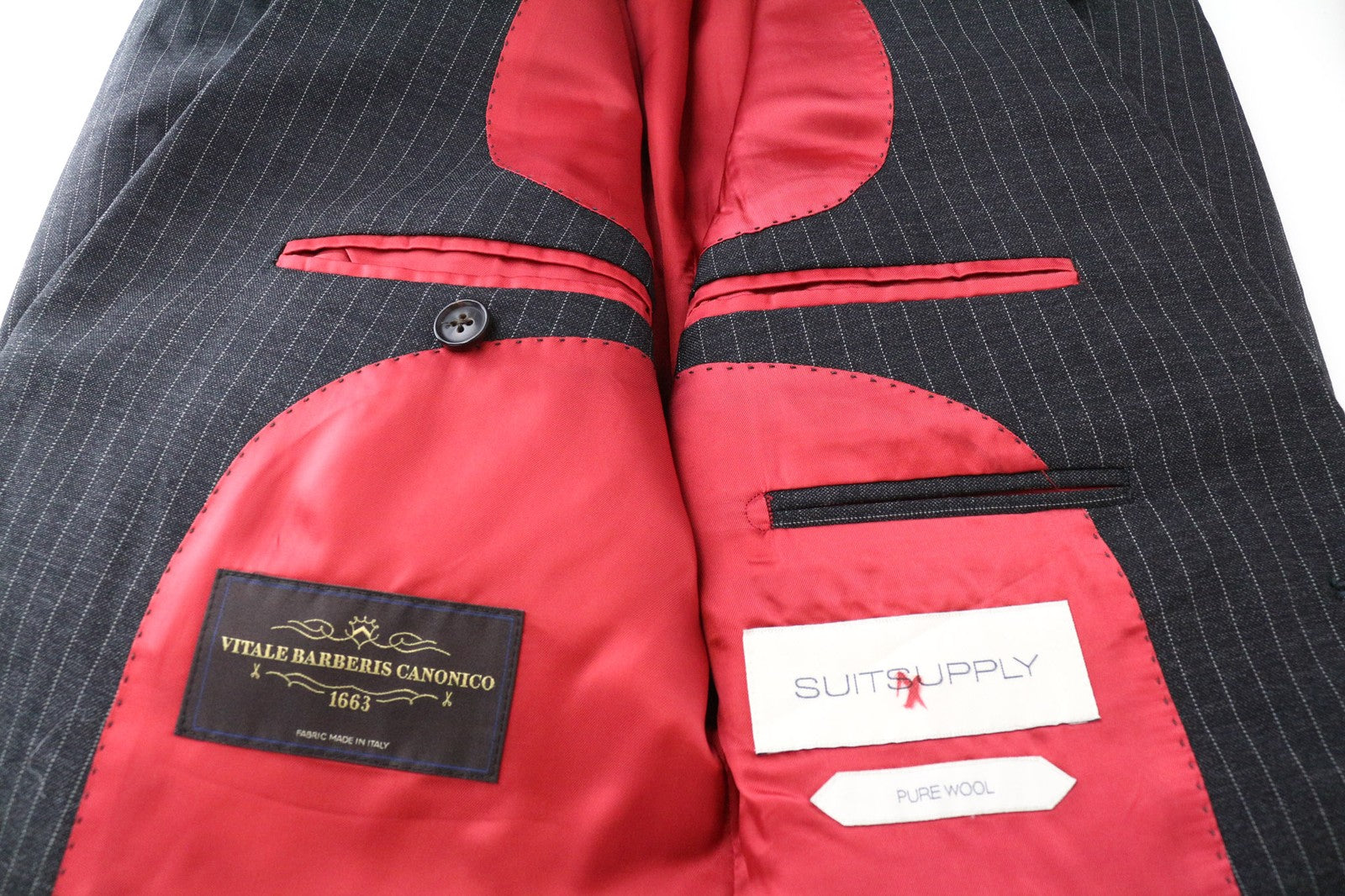 SUITSUPPLY Sienna Men's Blazer UK38R Grey Pure Wool Striped Single-Breasted