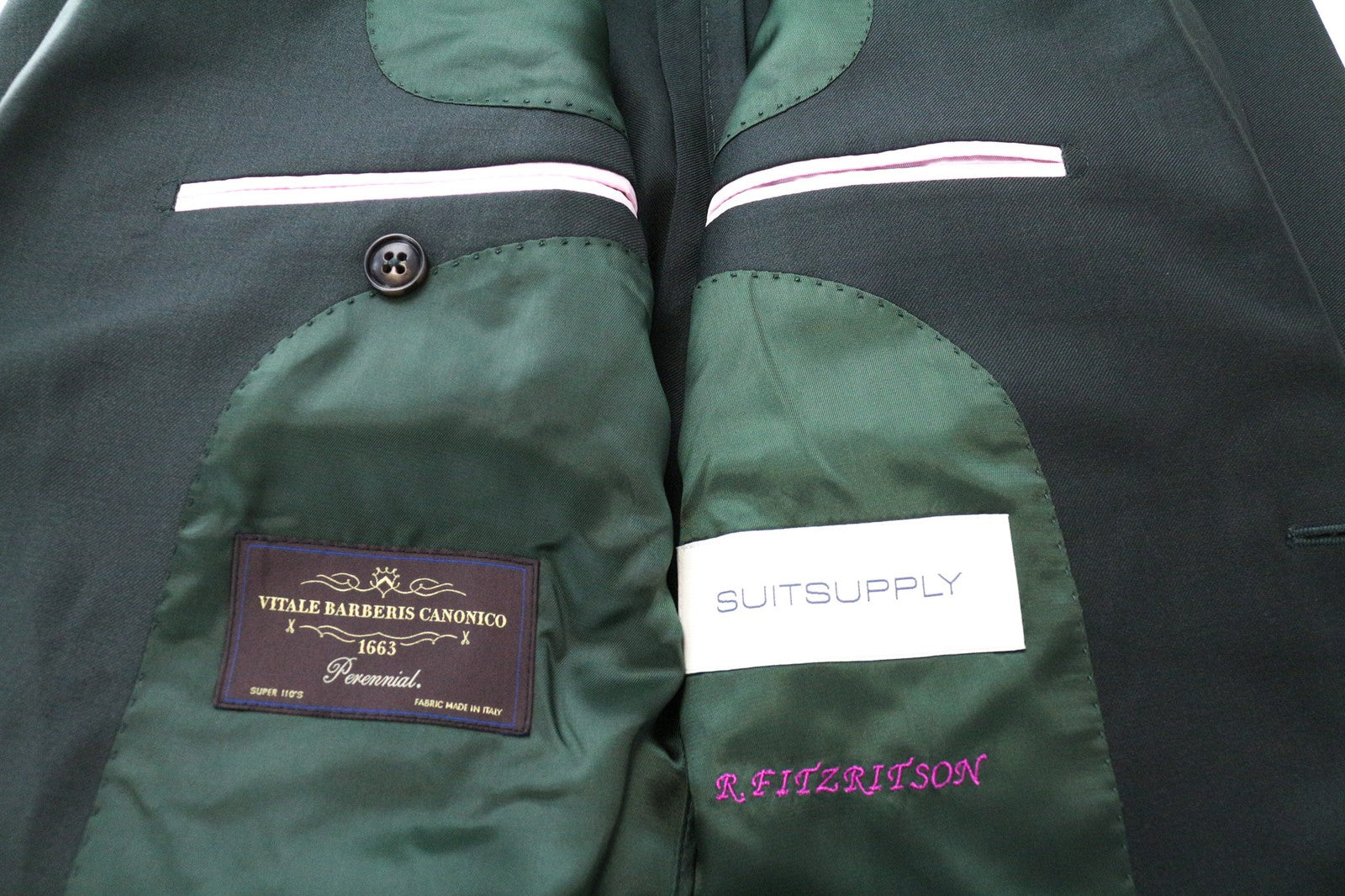 SUITSUPPLY La Spalla Men's Suit UK36R Green Wool 2-Piece with Blazer & Vest