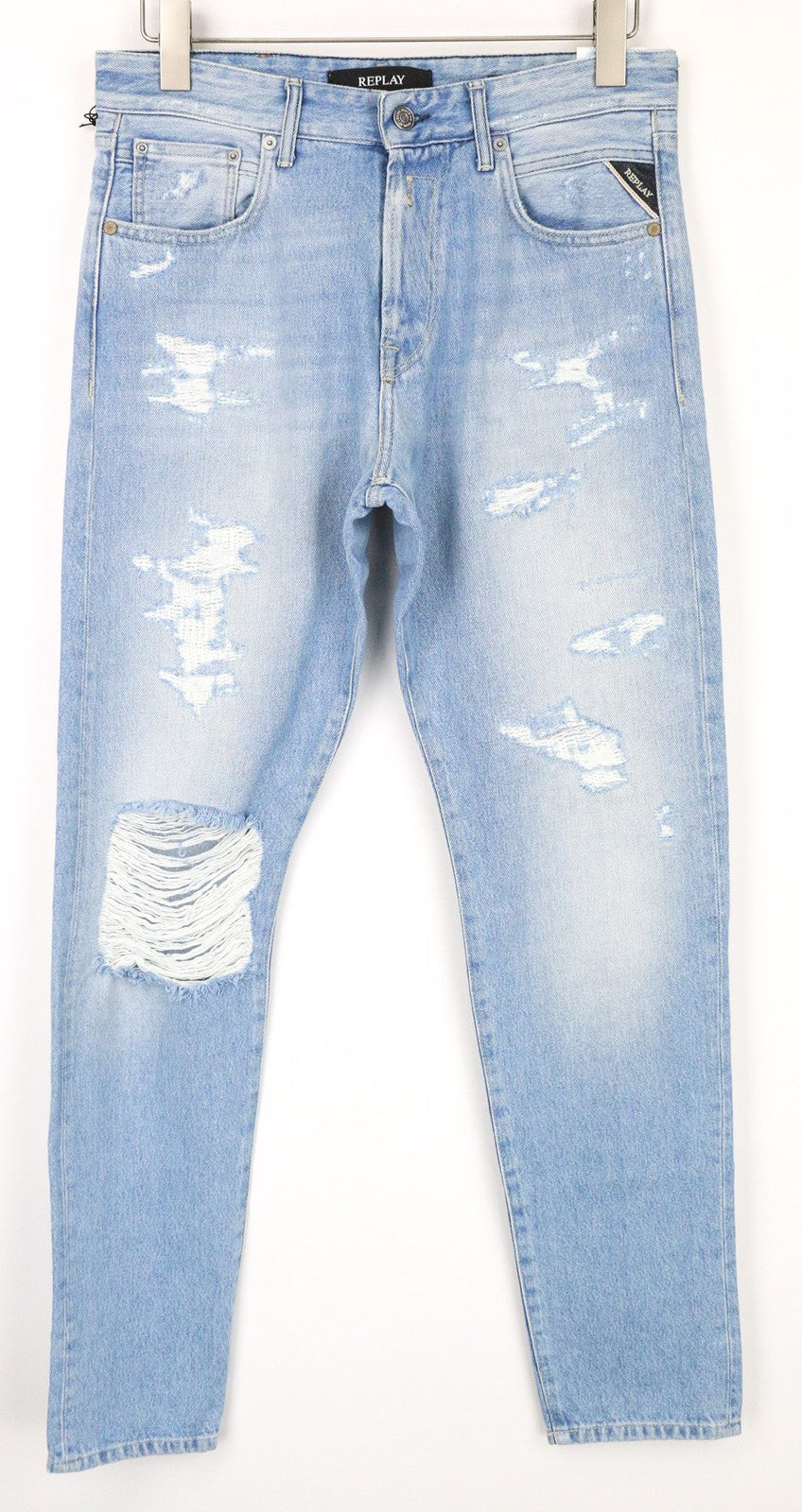 REPLAY Tinmar Men's Jeans W30/L32 Blue Tapered Pure Cotton Distressed Wash