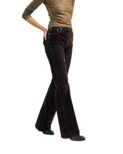 R13 Jane Women Jeans 26 Flocked Brown Velvet Soft Zipper Mid Rise Dark Denim