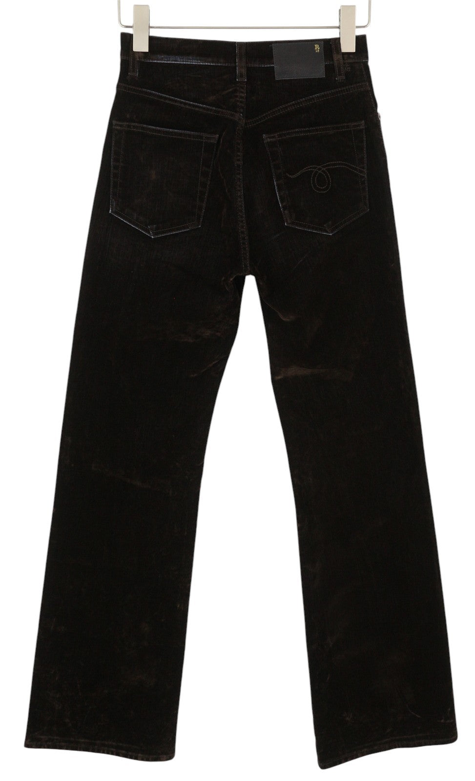 R13 Jane Women Jeans 26 Flocked Brown Velvet Soft Zipper Mid Rise Dark Denim