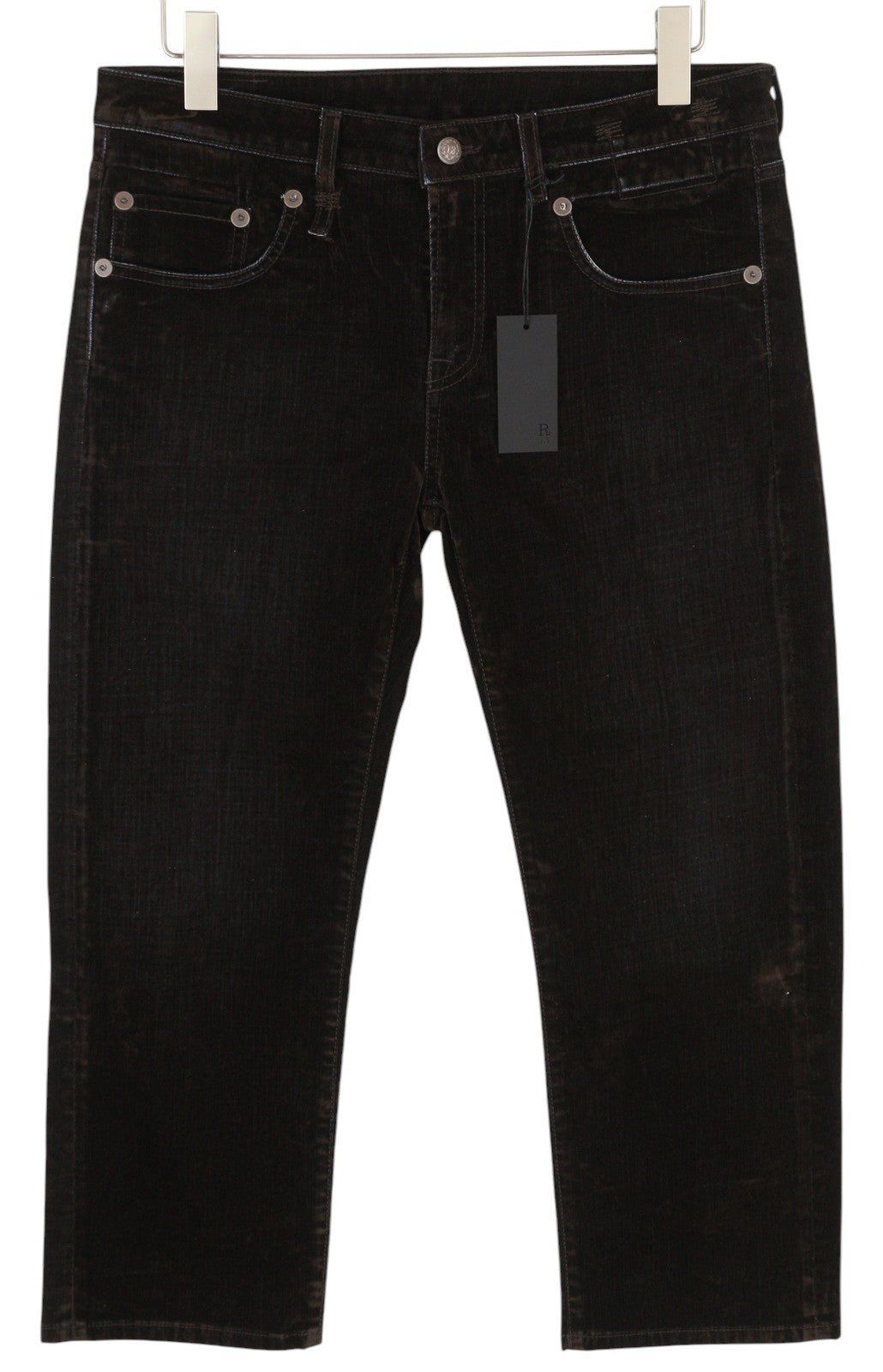 R13 Boy Straight Women Jeans 30 Flocked Brown Velvet Cropped Ankle Low Rise