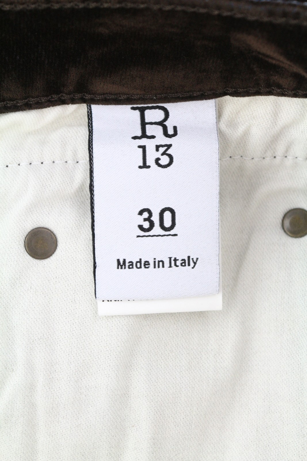 R13 Boy Straight Women Jeans 30 Flocked Brown Velvet Cropped Ankle Low Rise