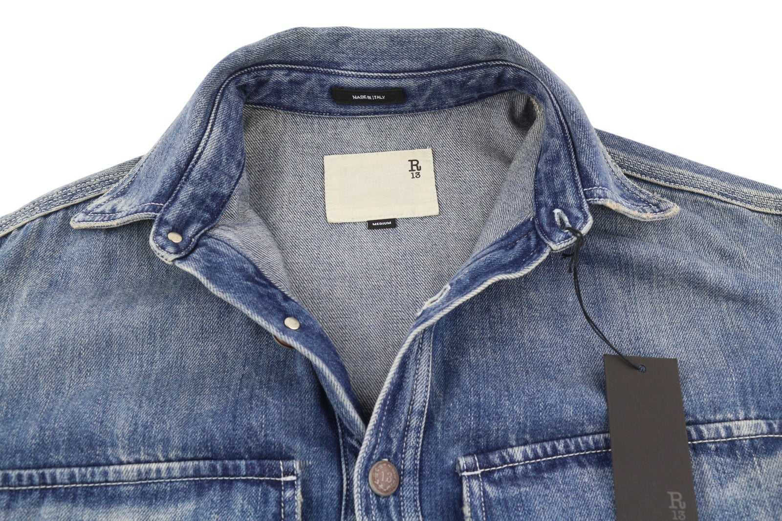 R13 Alice Double Shirt Women Jacket M Kellen Tex Oversized Button-Up Faded Blue