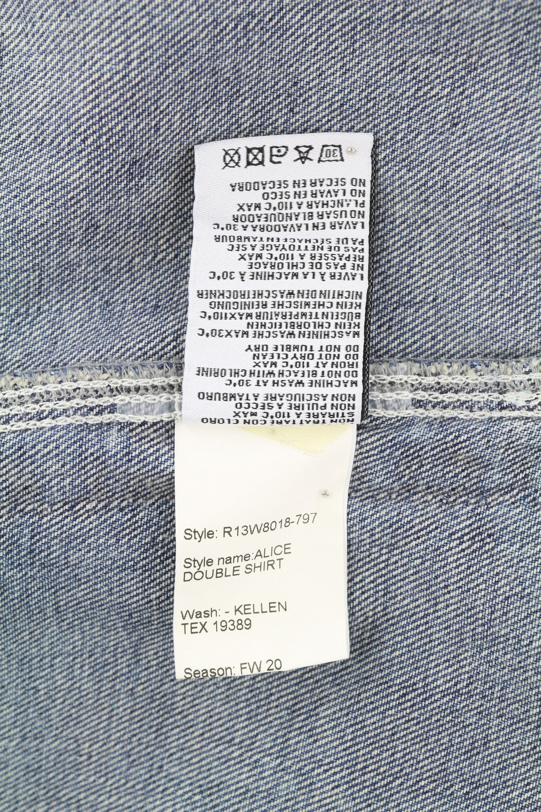 R13 Alice Double Shirt Women Jacket M Kellen Tex Oversized Button-Up Faded Blue