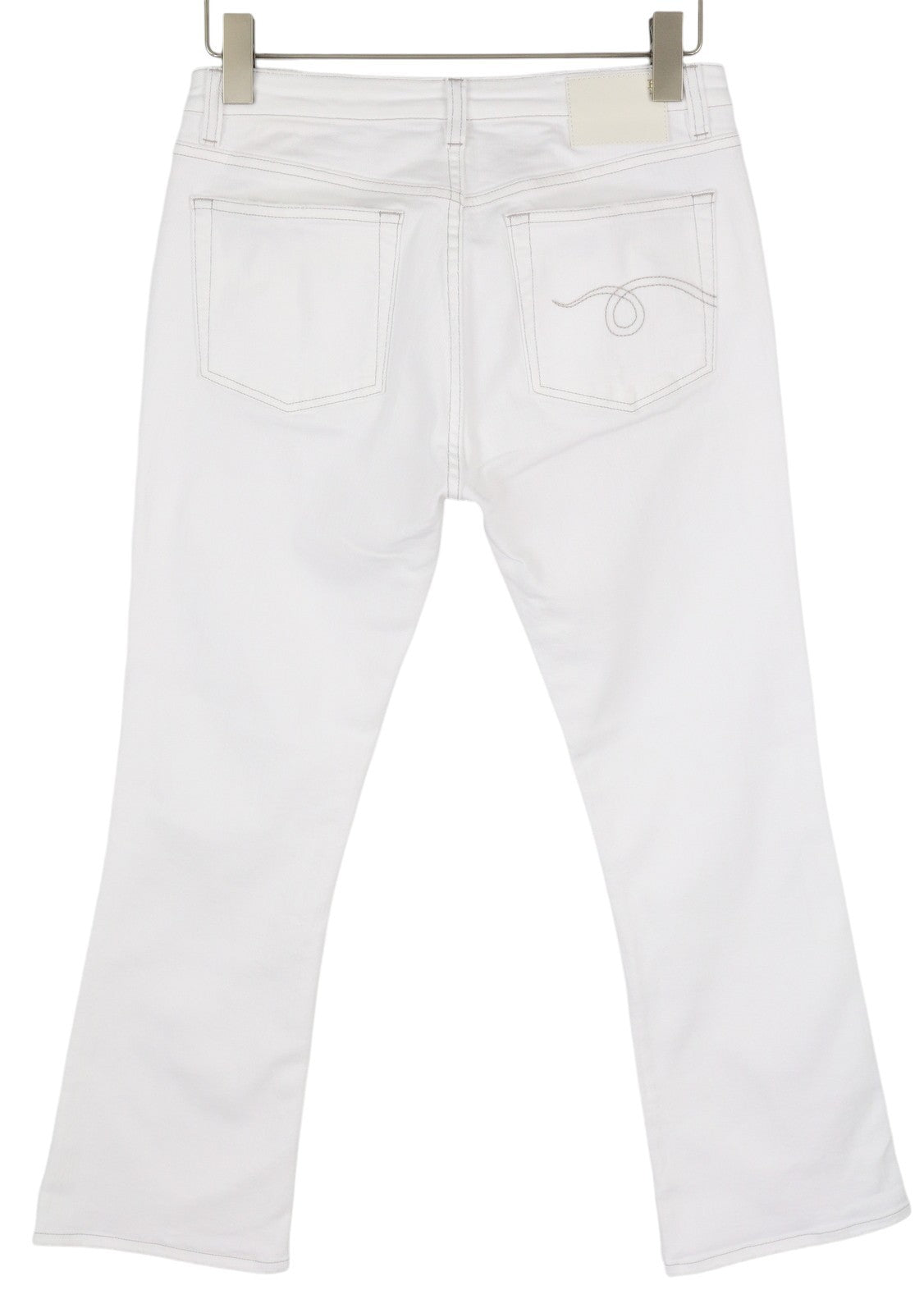 R13 Kick Fit Women Jeans 29 Bale White Flared Ankle Cropped Zip Fly Light Denim