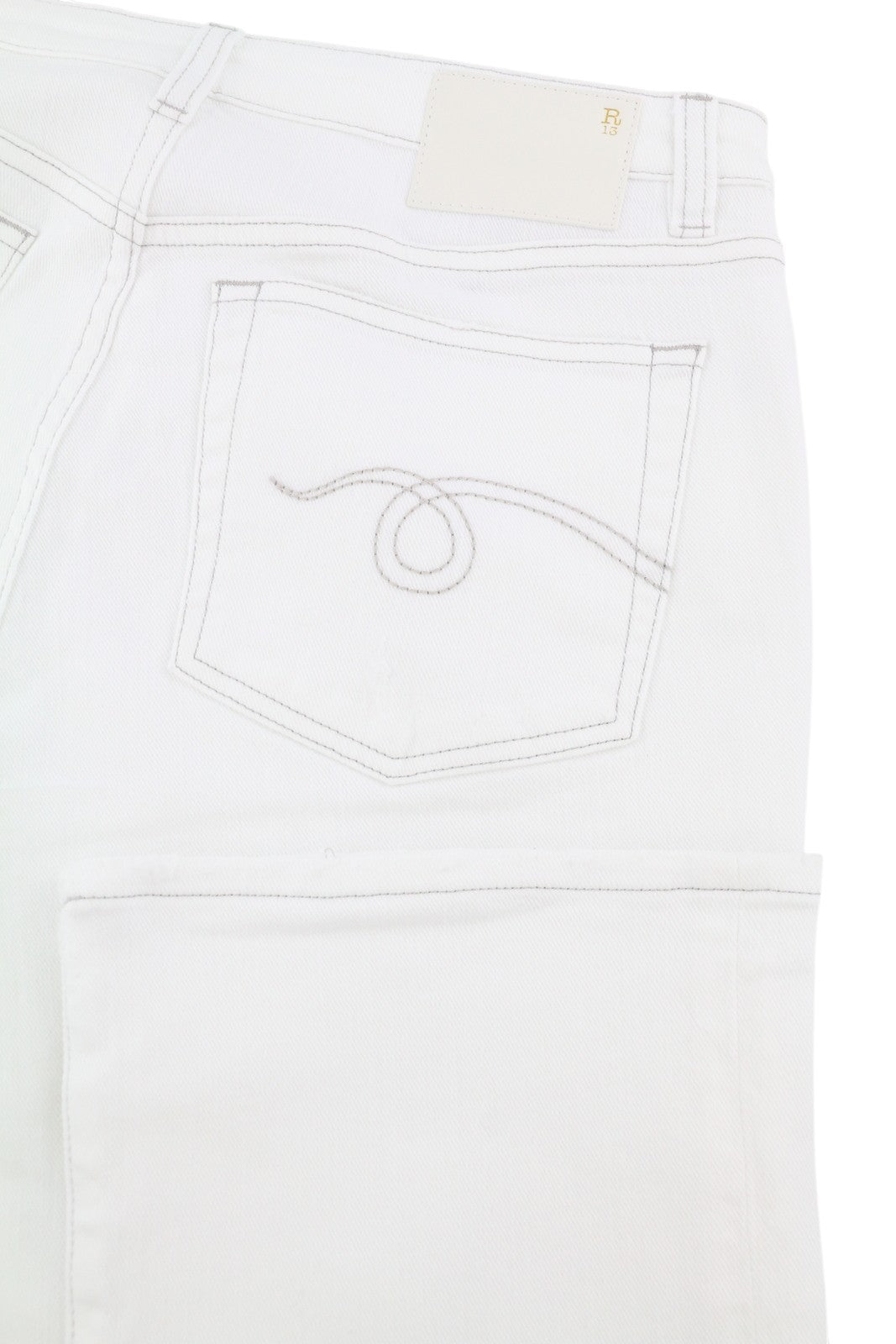 R13 Kick Fit Women Jeans 29 Bale White Flared Ankle Cropped Zip Fly Light Denim