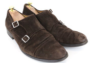 SUITSUPPLY Men's Shoes EU47 Brown Suede Double Buckle Low-Top Formal Style