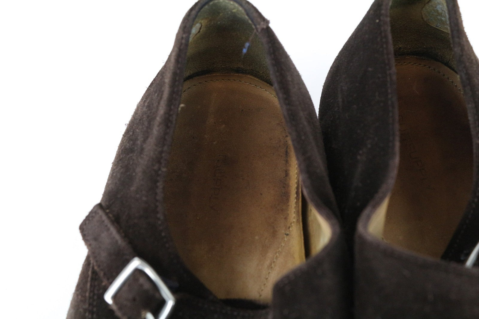 SUITSUPPLY Men's Shoes EU47 Brown Suede Double Buckle Low-Top Formal Style