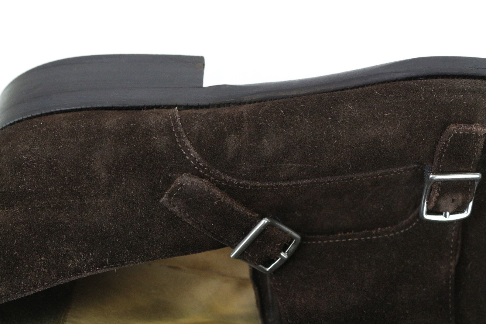 SUITSUPPLY Men's Shoes EU47 Brown Suede Double Buckle Low-Top Formal Style