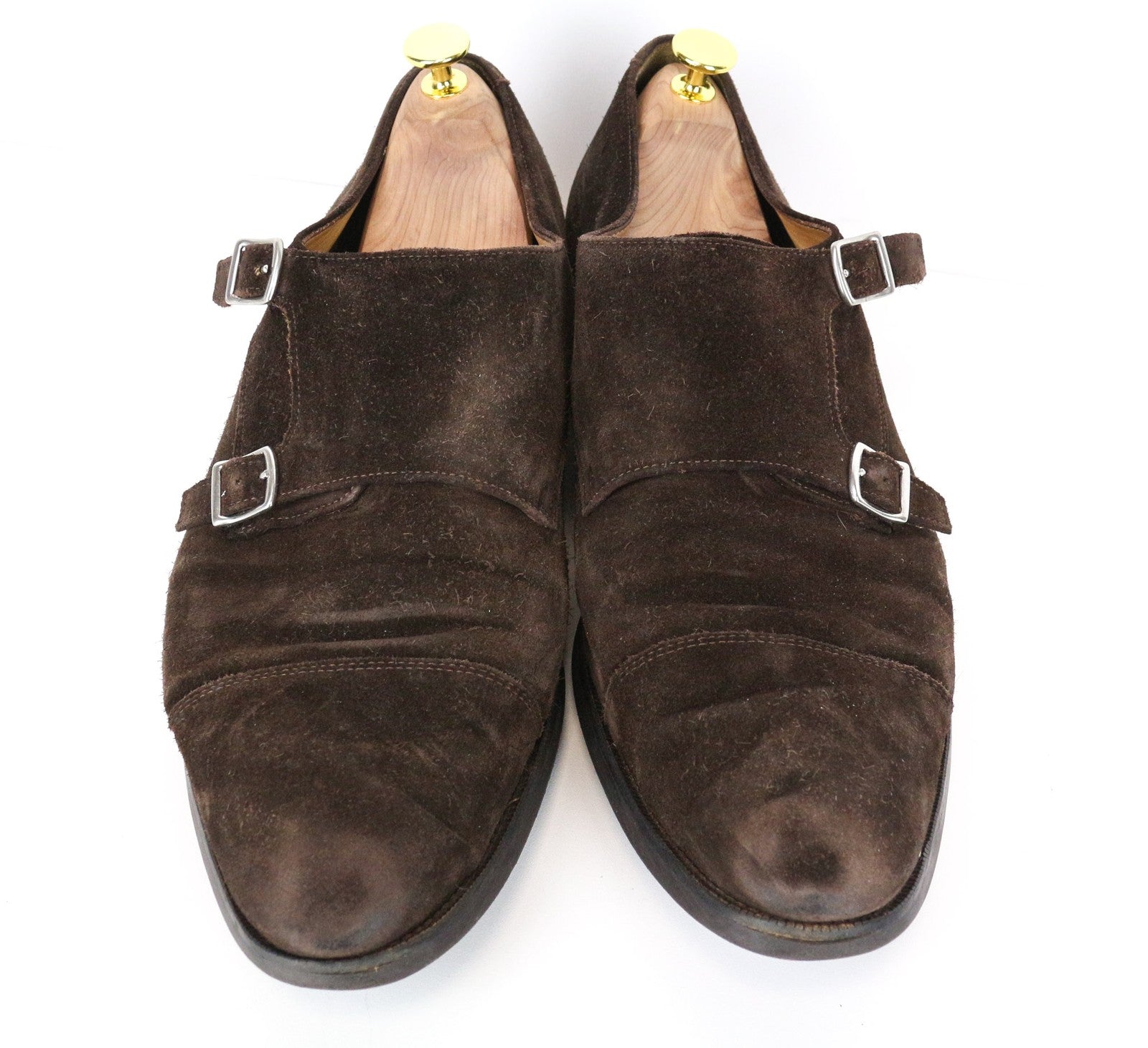 SUITSUPPLY Men's Shoes EU47 Brown Suede Double Buckle Low-Top Formal Style