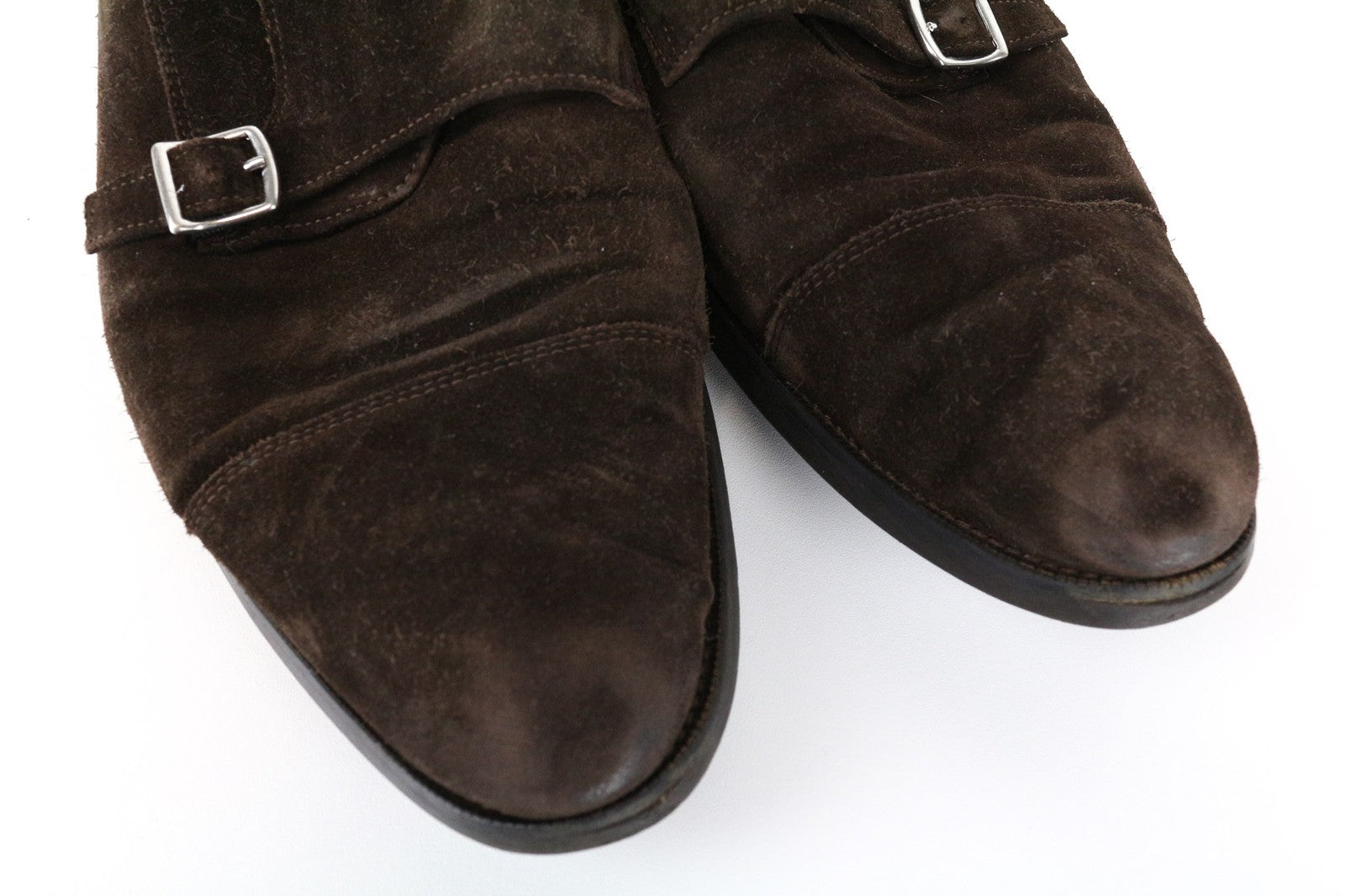 SUITSUPPLY Men's Shoes EU47 Brown Suede Double Buckle Low-Top Formal Style