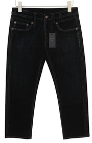 R13 Boy Straight Women Jeans 28 Flocked Black Velvet Cropped Ankle Length Logo