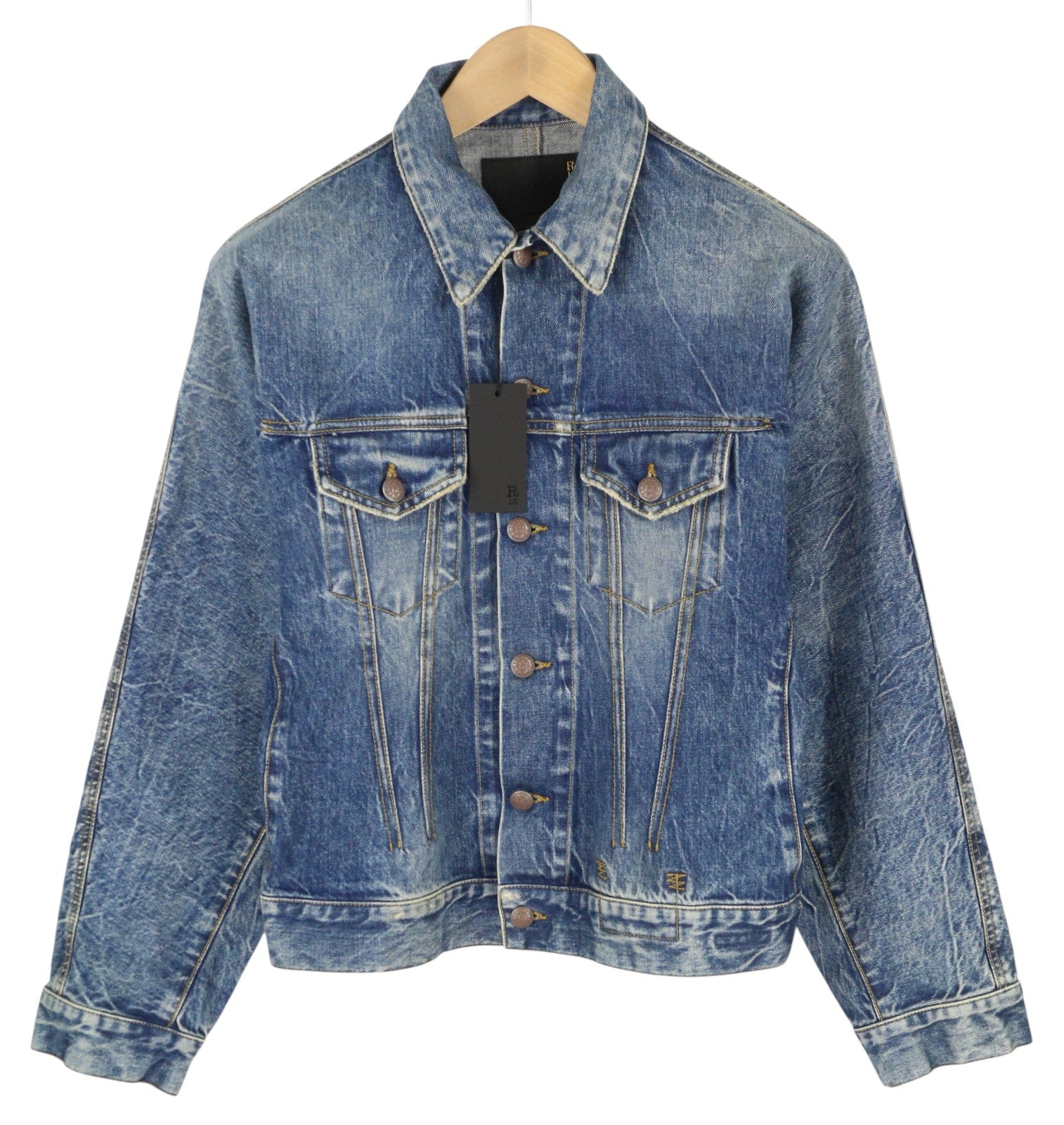 R13 Raglan Trucker Jkt Women Jacket M Kelly Tex Button-Up Faded Washed Denim