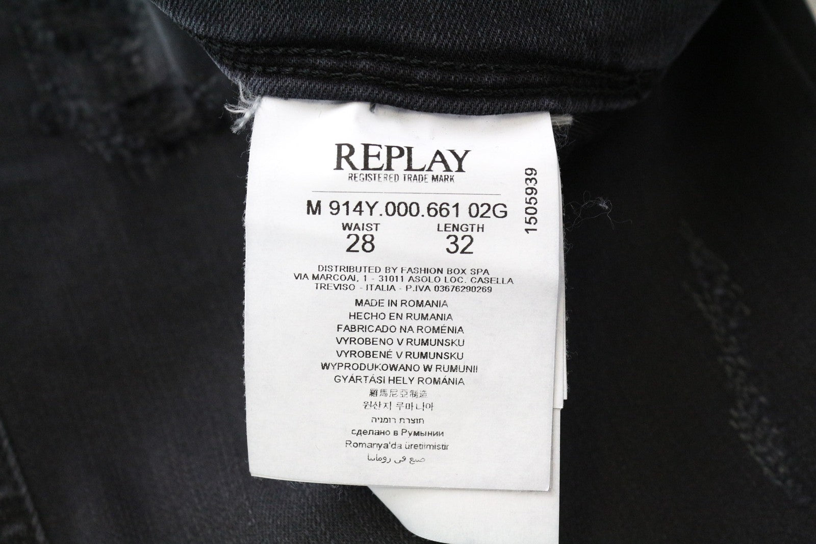 REPLAY Anbass Men's Jeans W28/L32 Slim Fit Grey-Blue Distressed Stretch