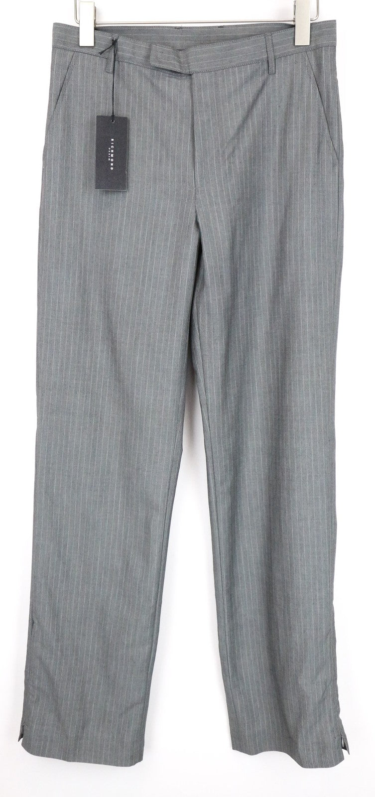 RICHMOND Men's Trousers UK16 Grey Wool Blend Striped Dress Pants Classic