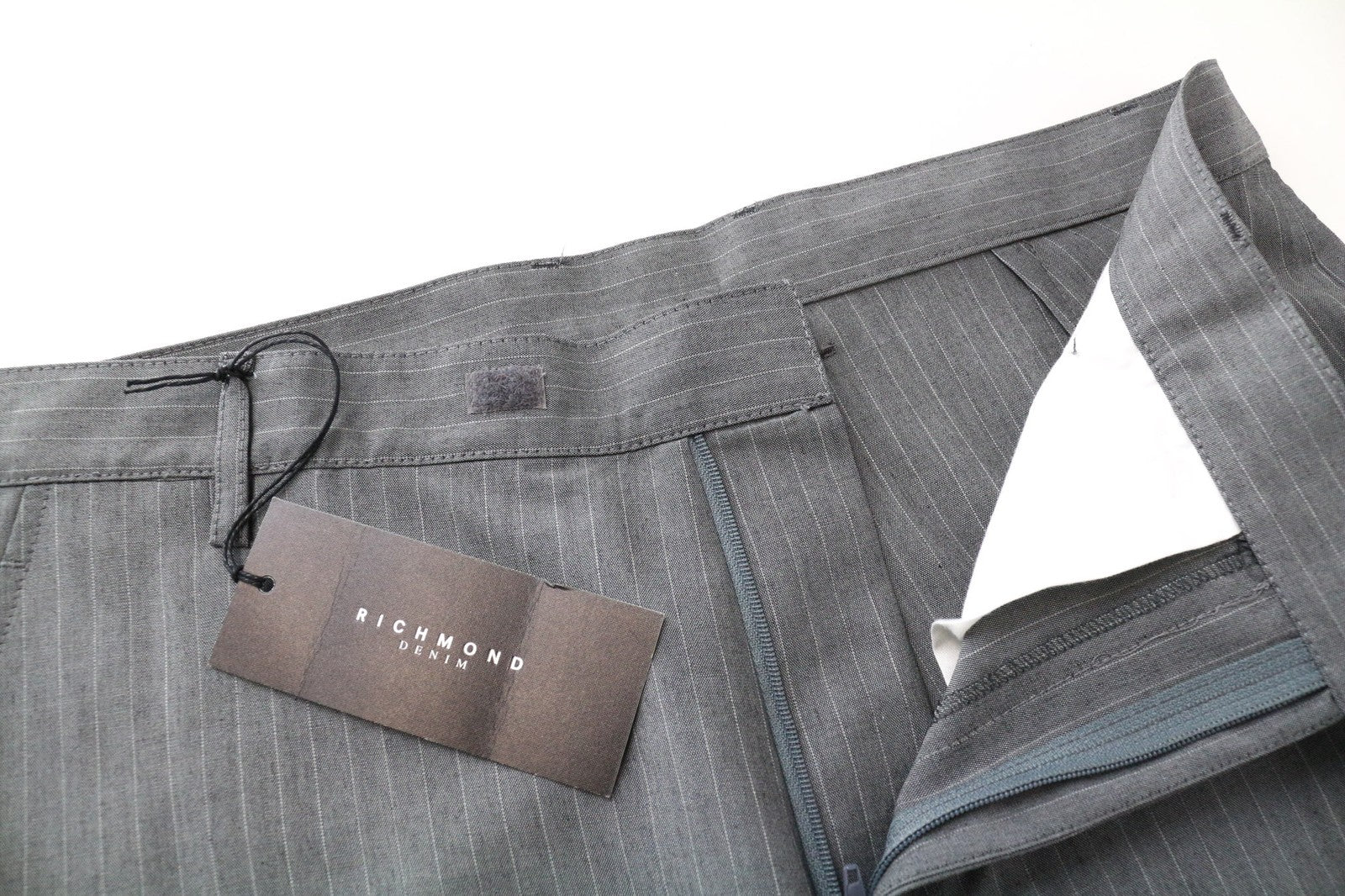 RICHMOND Men's Trousers UK16 Grey Wool Blend Striped Dress Pants Classic