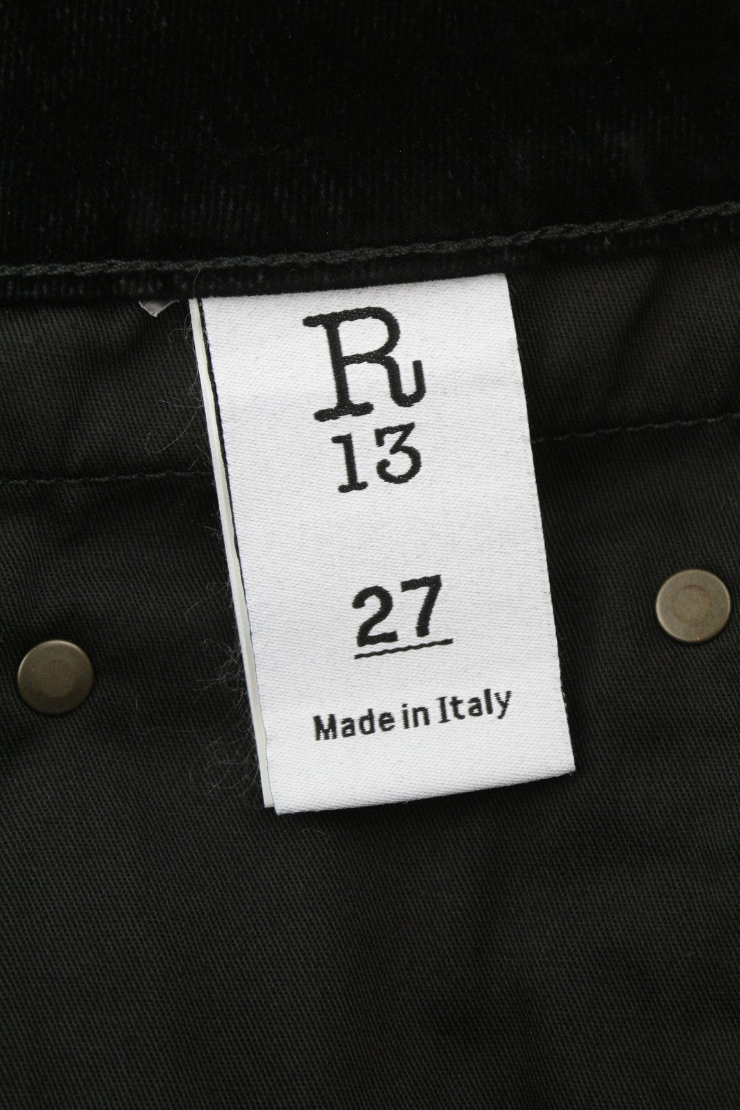 R13 Boy Straight Women Jeans 27 Flocked Black Velvet Cropped Ankle Length Dark