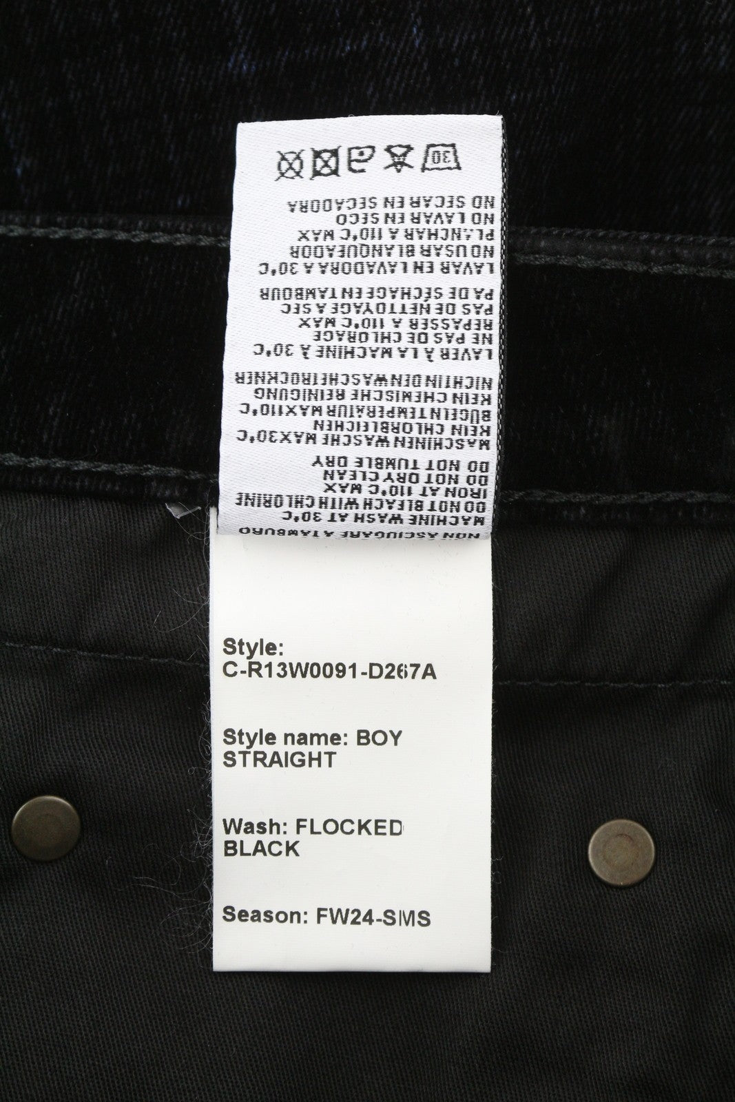 R13 Boy Straight Women Jeans 27 Flocked Black Velvet Cropped Ankle Length Dark