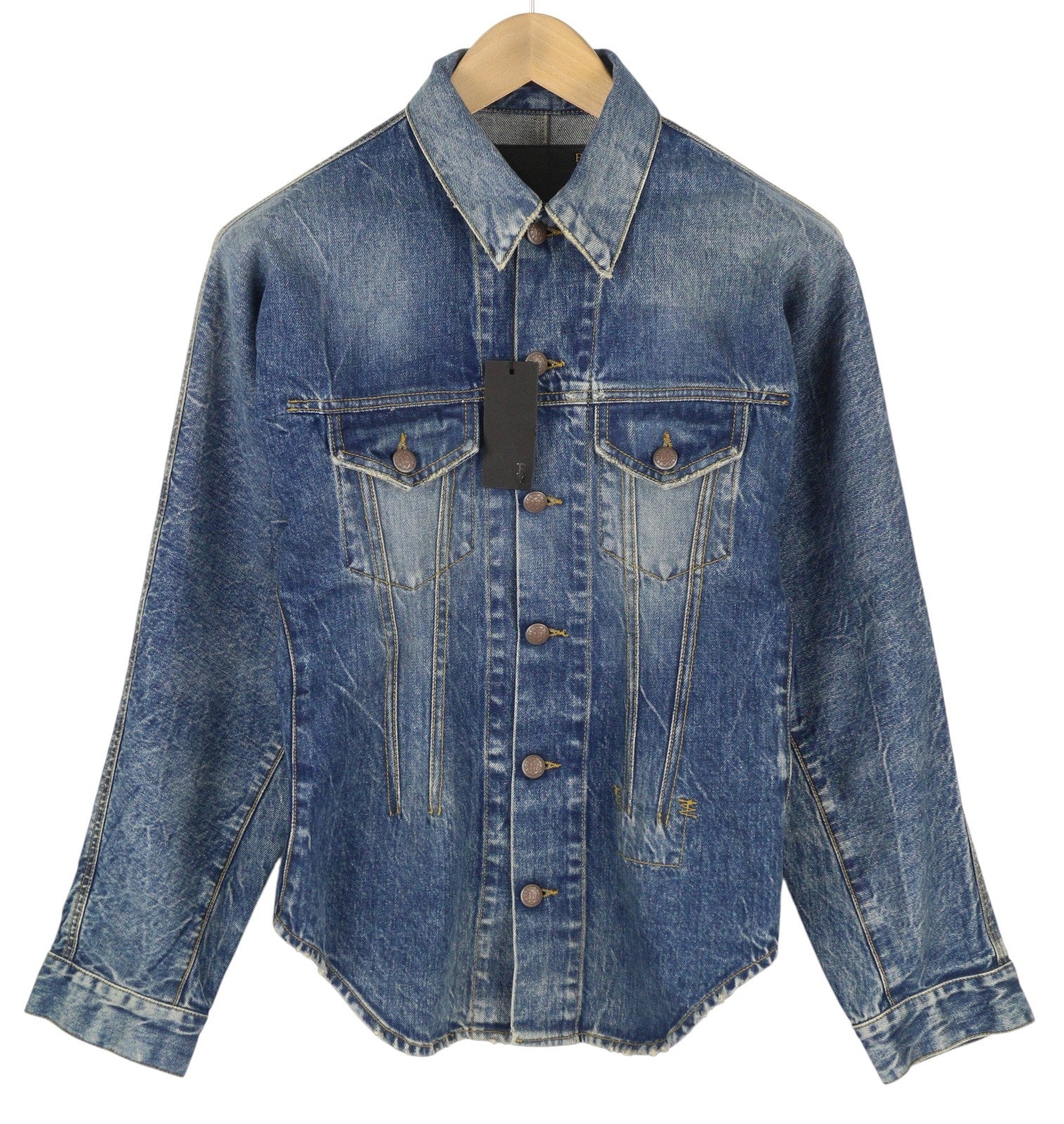 R13 Raglan Trucker Shirt Women Jacket M Kelly Tex Buttoned Faded Washed Denim