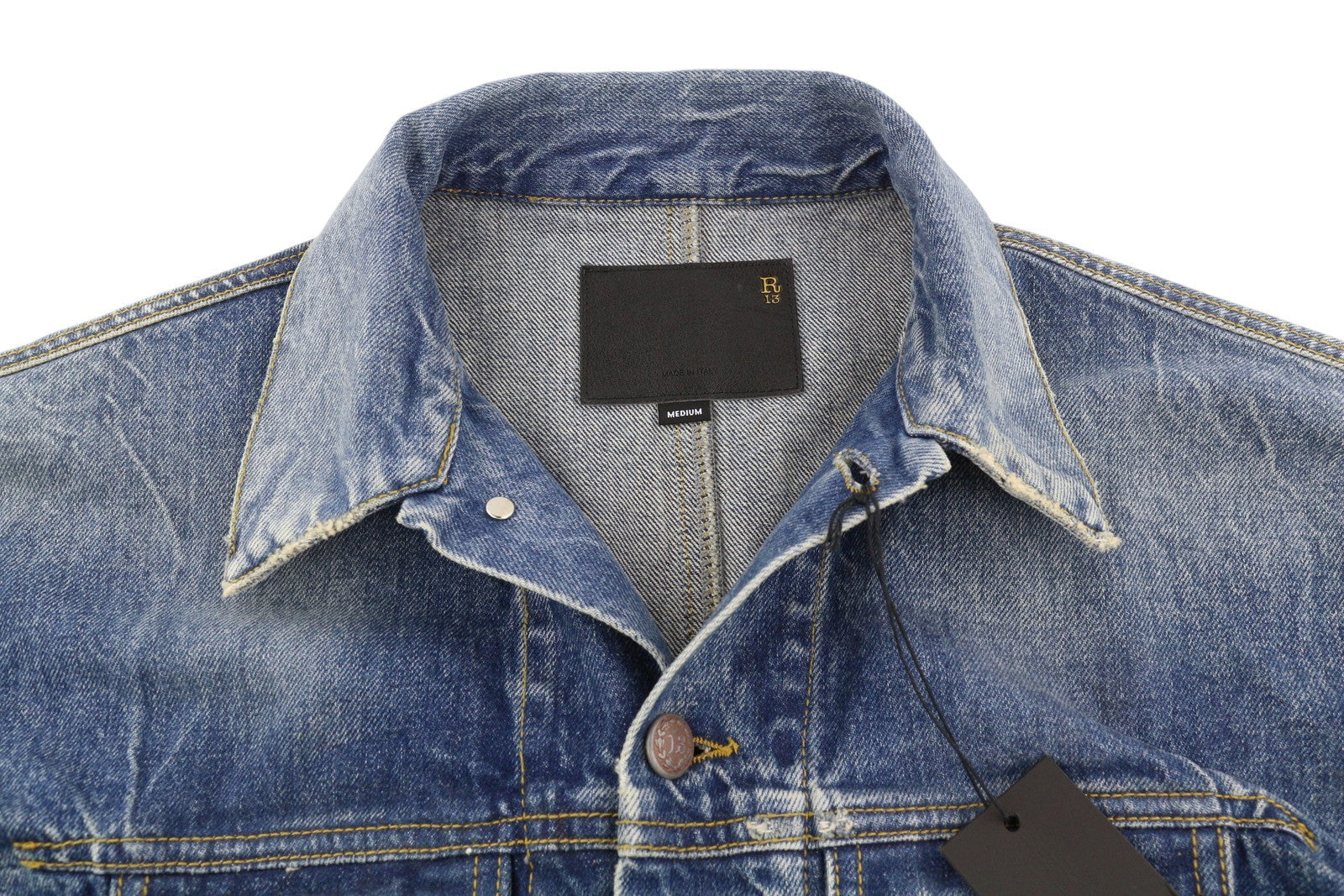 R13 Raglan Trucker Shirt Women Jacket M Kelly Tex Buttoned Faded Washed Denim