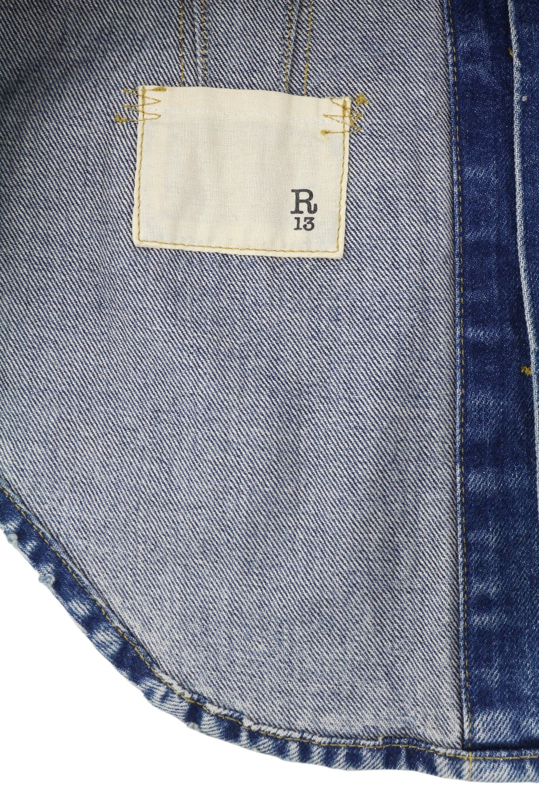 R13 Raglan Trucker Shirt Women Jacket M Kelly Tex Buttoned Faded Washed Denim