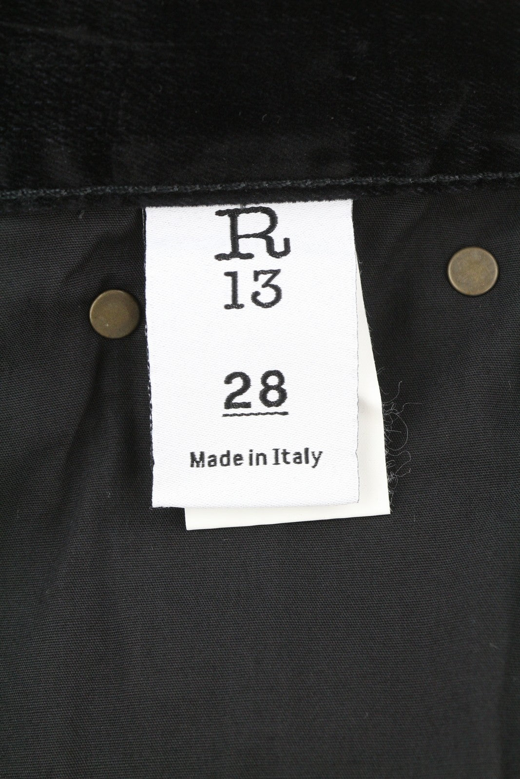 R13 Romeo Women Jeans 28 Flocked Black Velvet Cropped Ankle Length Low Rise Logo