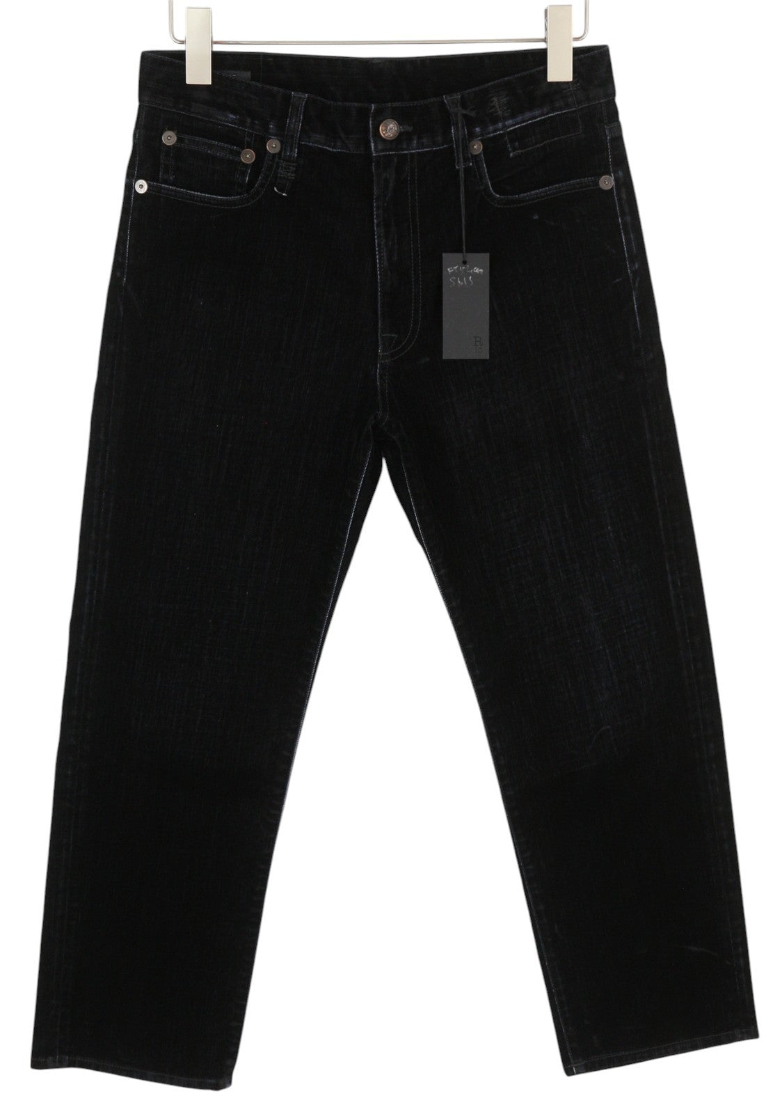 R13 Romeo Women Jeans 28 Flocked Black Velvet Cropped Ankle Length Low Rise Logo