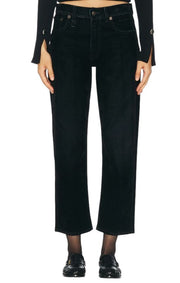 R13 Romeo Women Jeans 24 Flocked Black Velvet Cropped Ankle Length Low Rise Logo