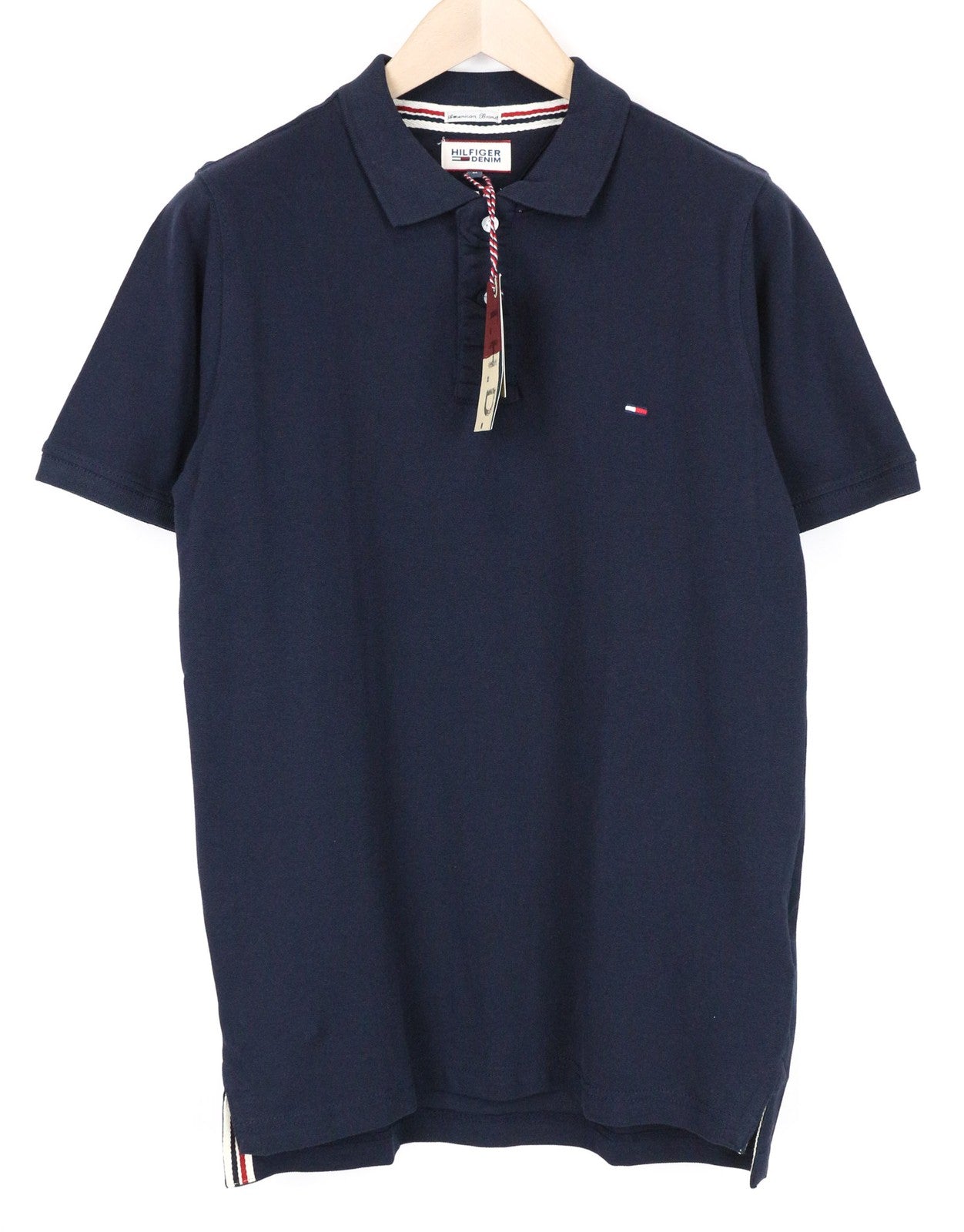 TOMMY HILFIGER DENIM Men's Tee M Polo Style Marine Blue Cotton Logo Top