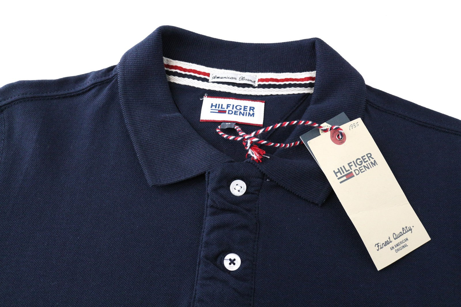 TOMMY HILFIGER DENIM Men's Tee M Polo Style Marine Blue Cotton Logo Top
