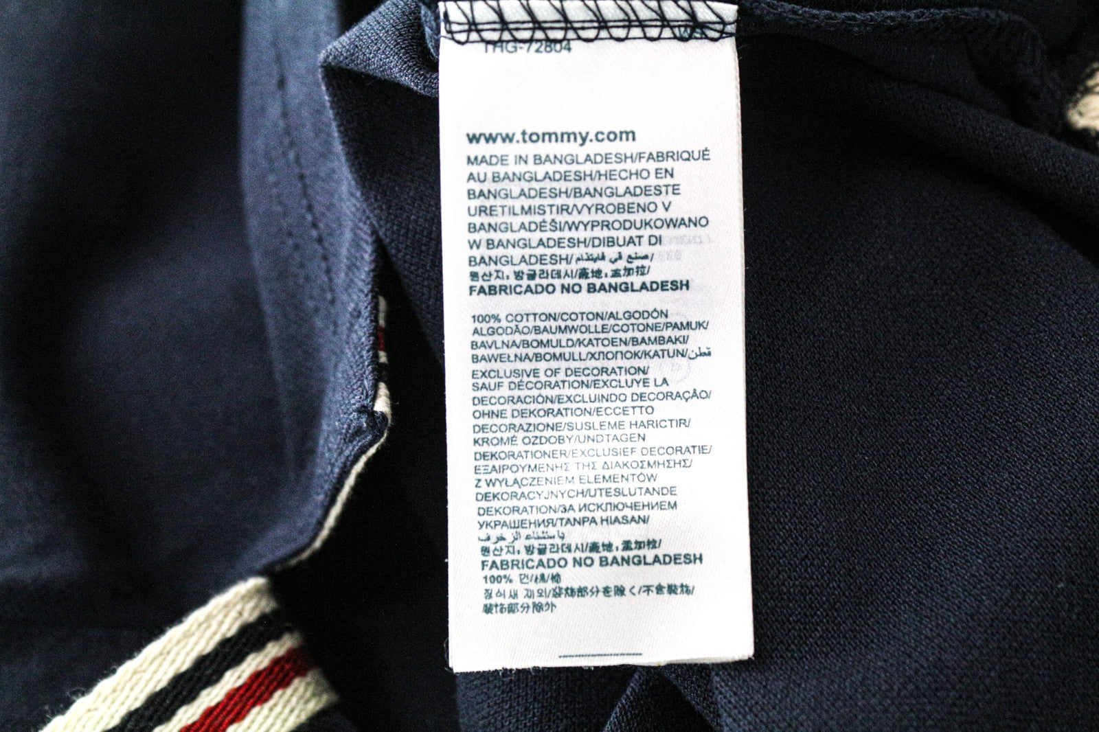 TOMMY HILFIGER DENIM Men's Tee M Polo Style Marine Blue Cotton Logo Top