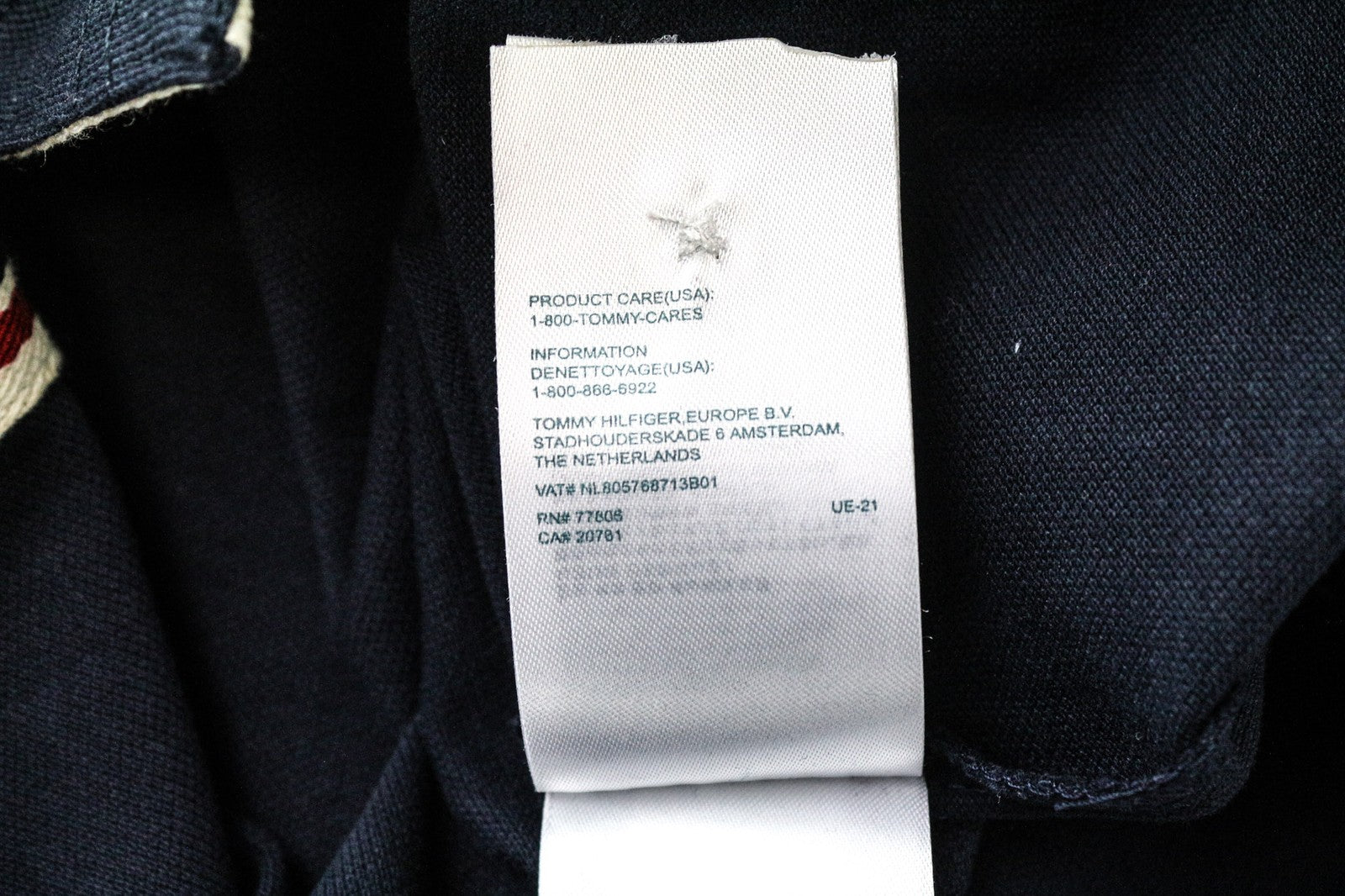 TOMMY HILFIGER DENIM Men's Tee M Polo Style Marine Blue Cotton Logo Top