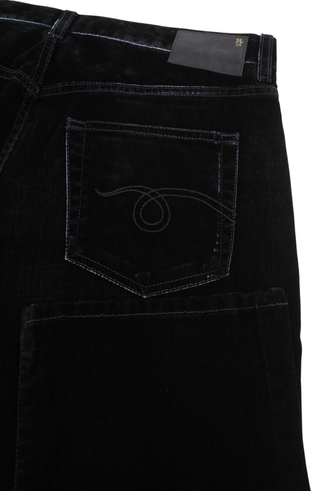 R13 Romeo Women Jeans 29 Flocked Black Velvet Cropped Ankle Length Low Rise Dark