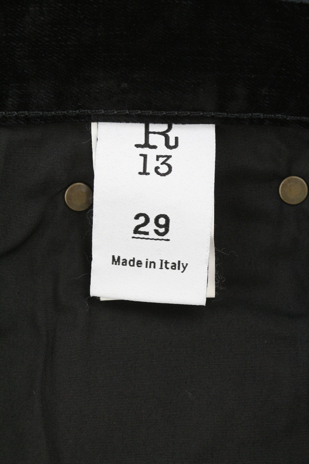 R13 Romeo Women Jeans 29 Flocked Black Velvet Cropped Ankle Length Low Rise Dark