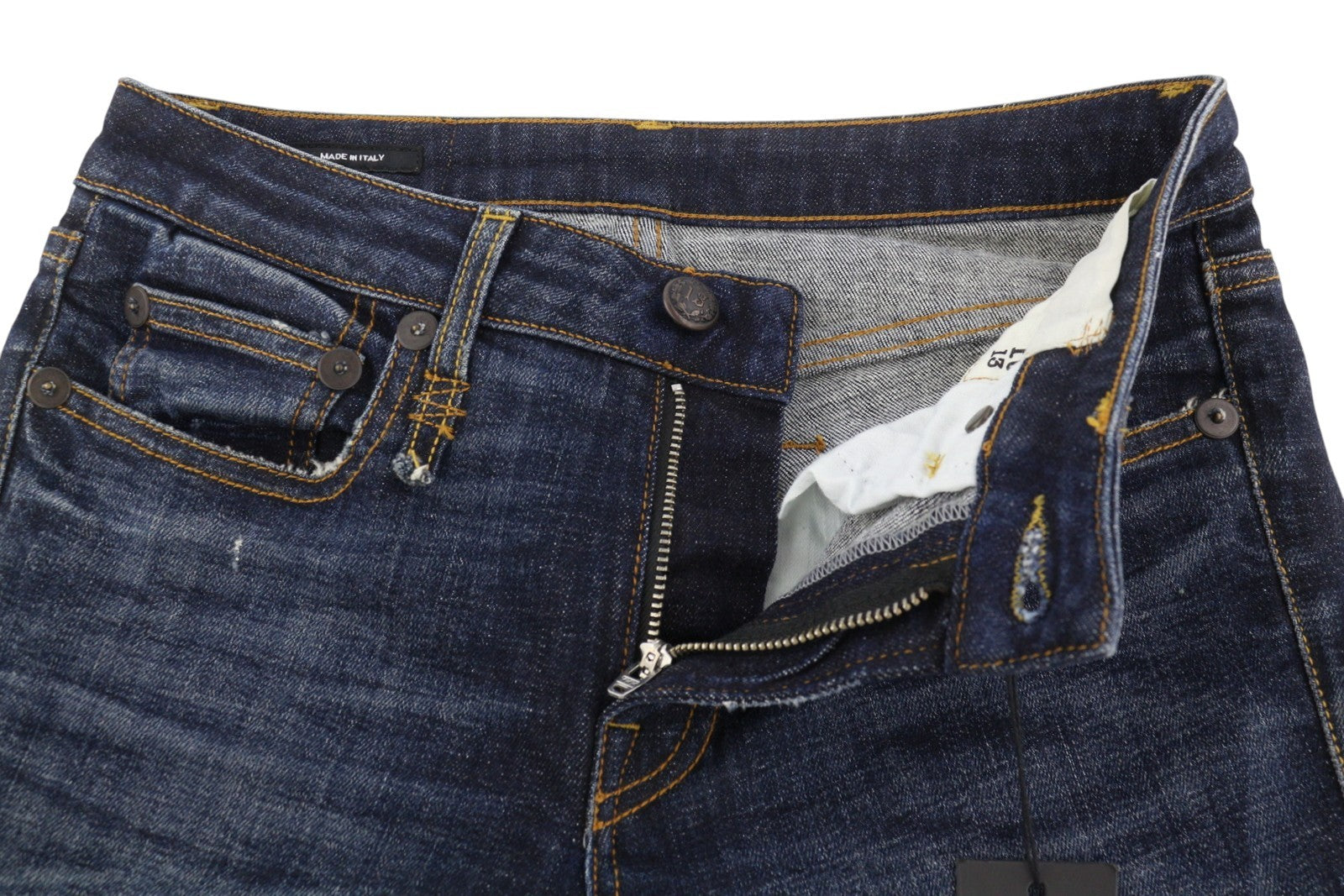 R13 Kate Skinny Cuff Women Jeans 27 Howel Indigo Faded Distress Cropped Ankle