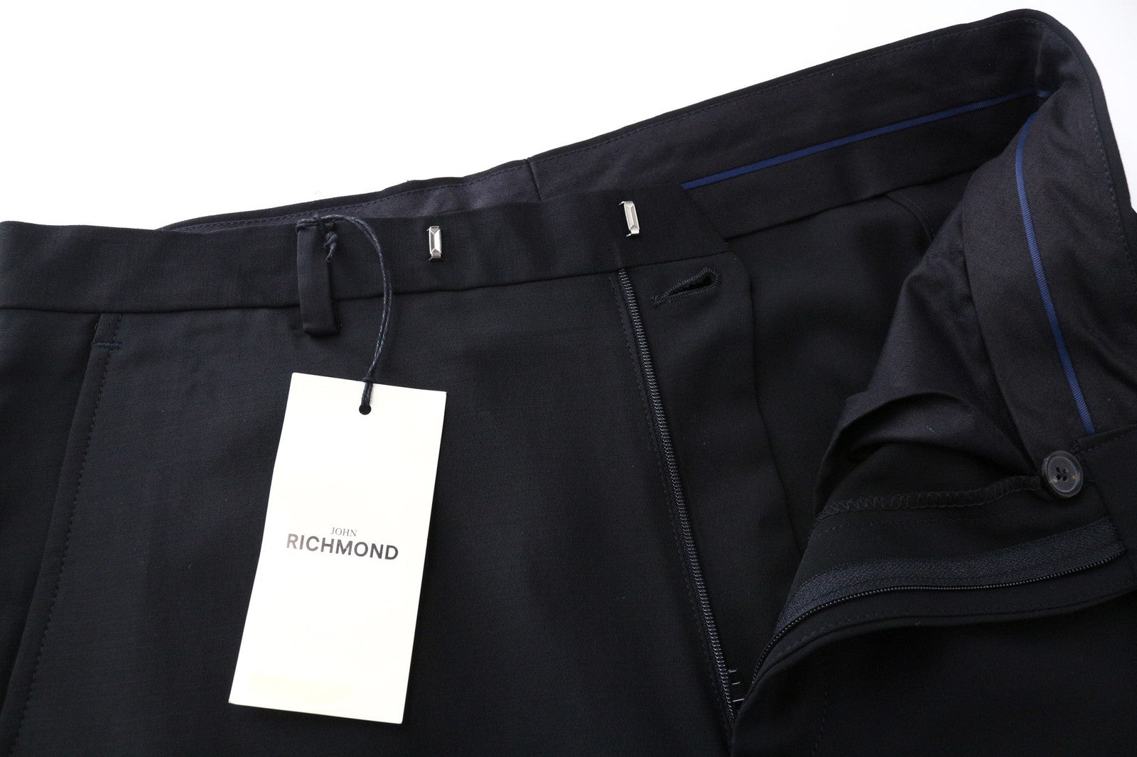 JOHN RICHMOND Men's Trousers UK16 Black Wool Blend Classic Dress Style