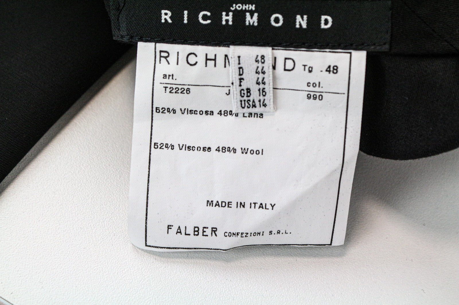 JOHN RICHMOND Men's Trousers UK16 Black Wool Blend Classic Dress Style